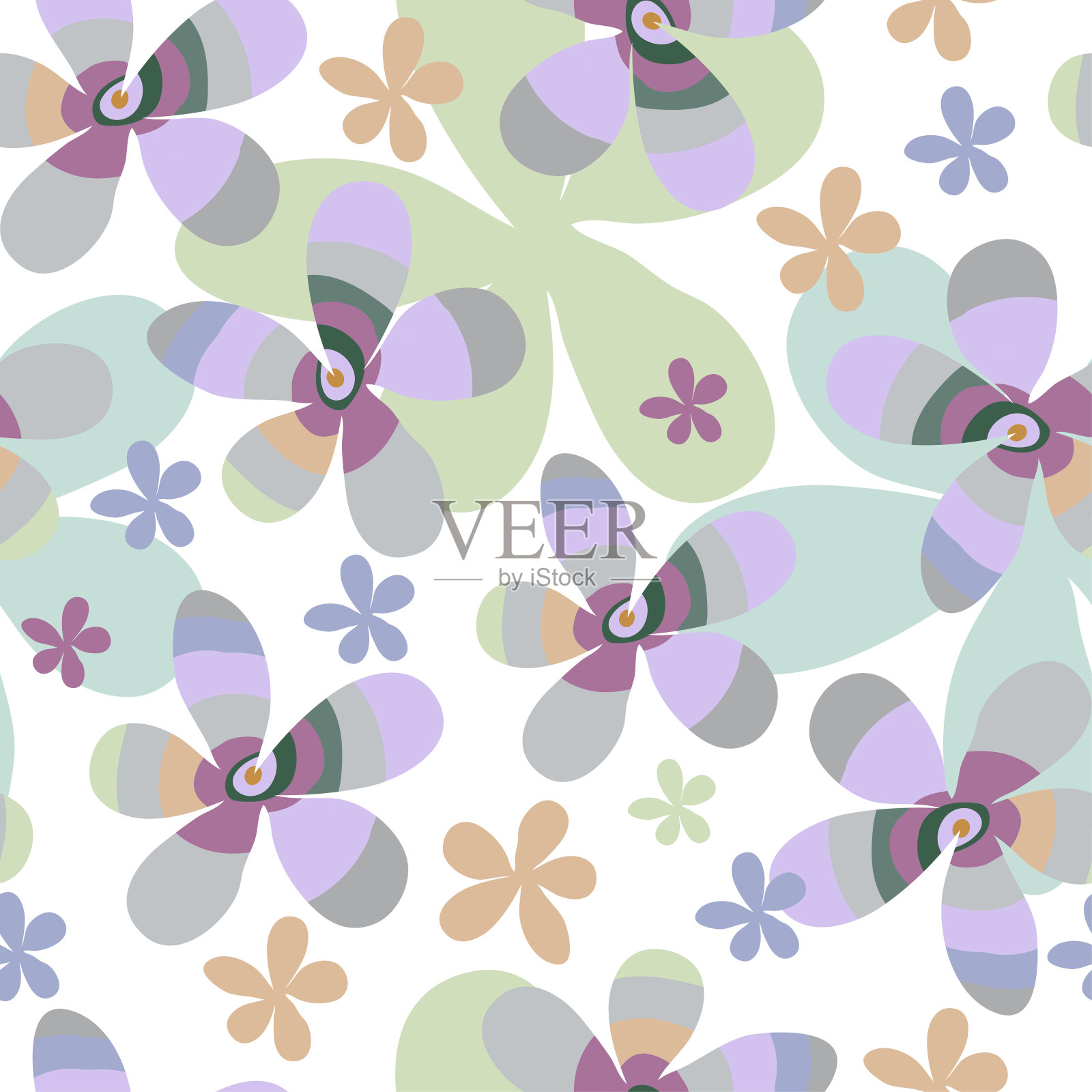 向量抽象无缝花图案在一个透明的背景为睾丸设计，纸插画图片素材