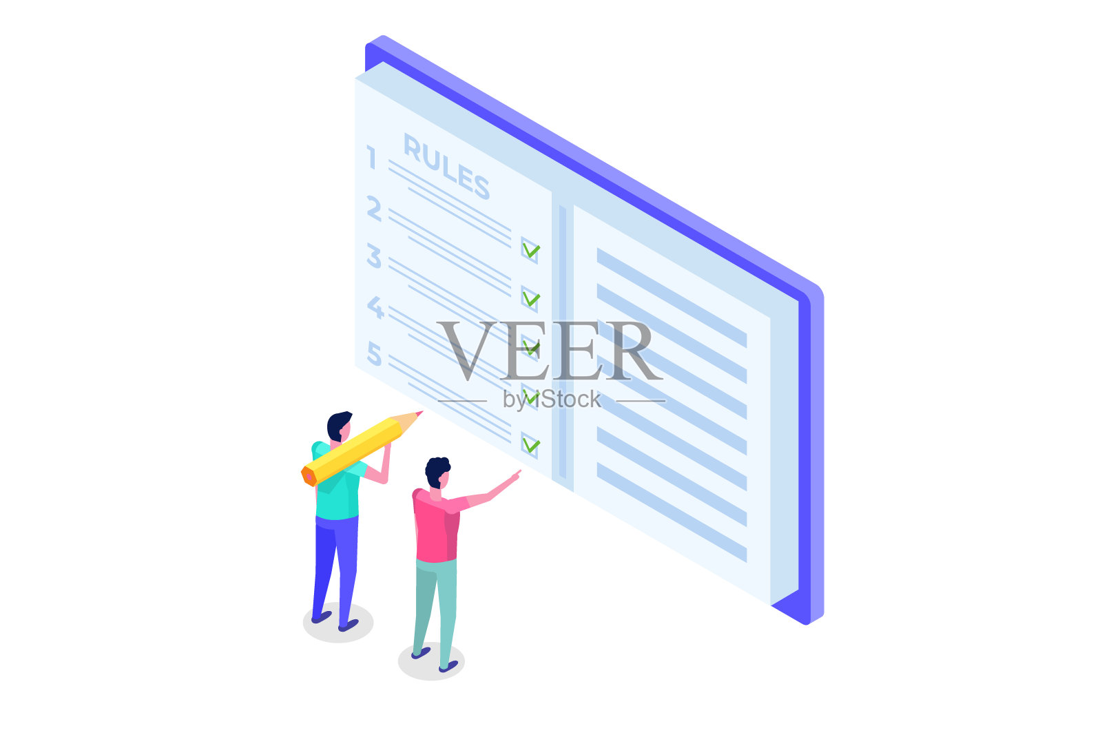 法规合规性，规则列表法律等距概念。矢量插图插画图片素材