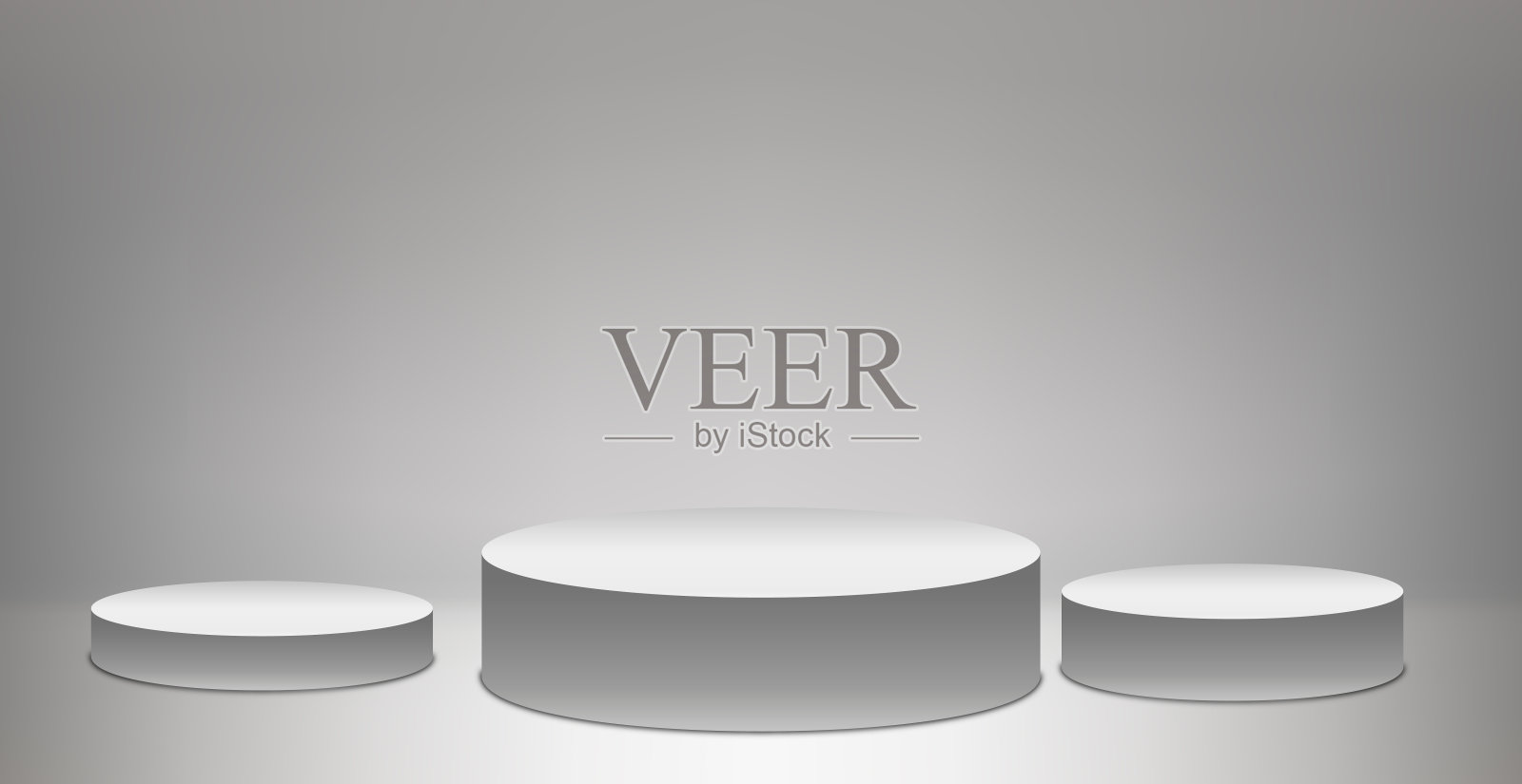 光背景与三个平台底座-矢量插画图片素材