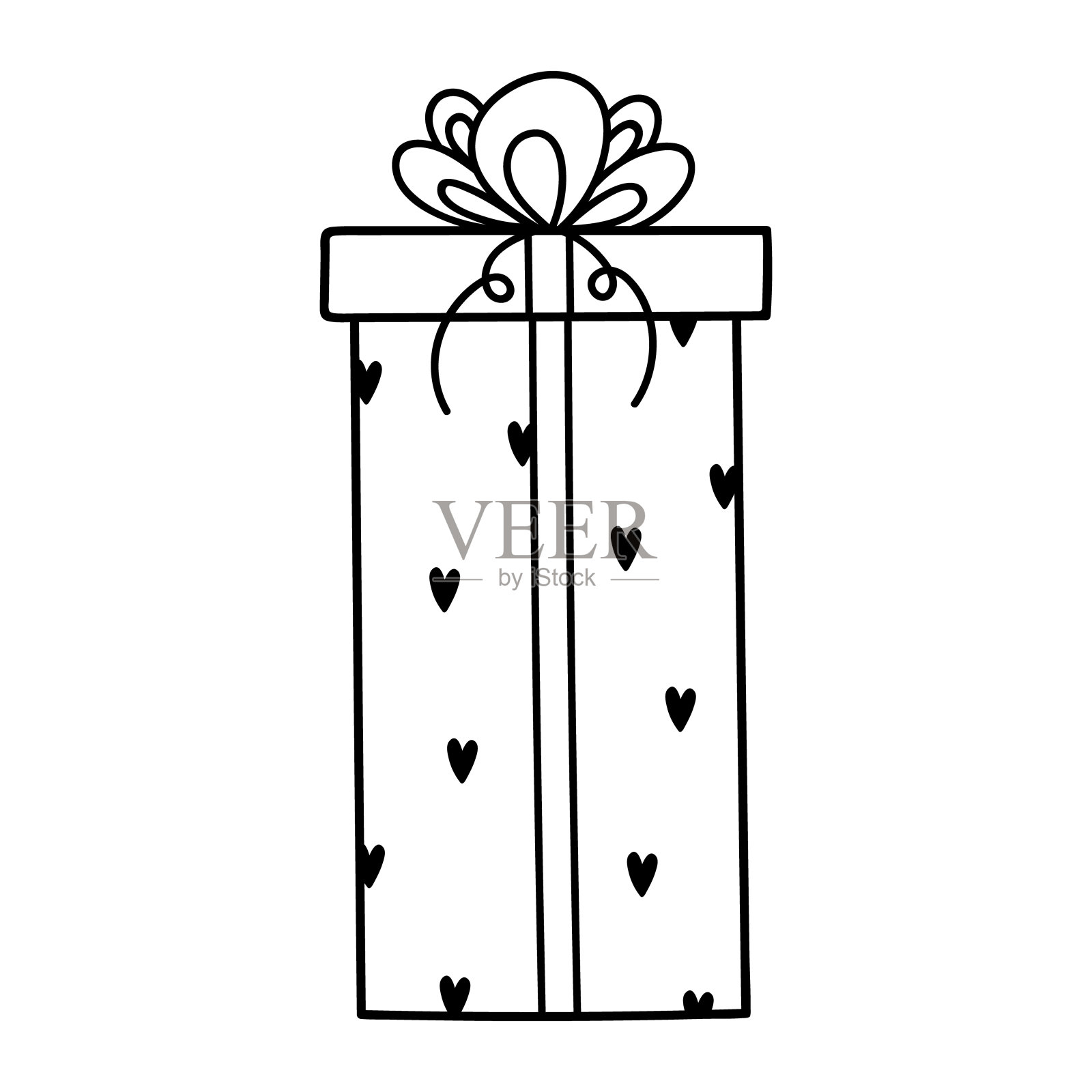 可爱的礼物，用节日的丝带绑在白色的背景上插画图片素材