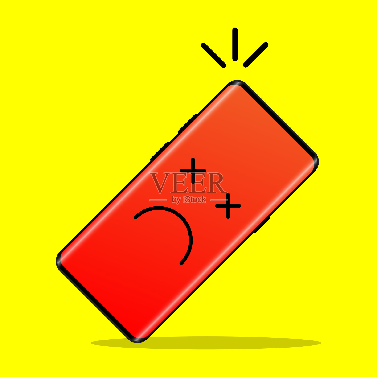 手机死了，手机坏了，伤心的脸在屏幕上图标插图向量插画图片素材