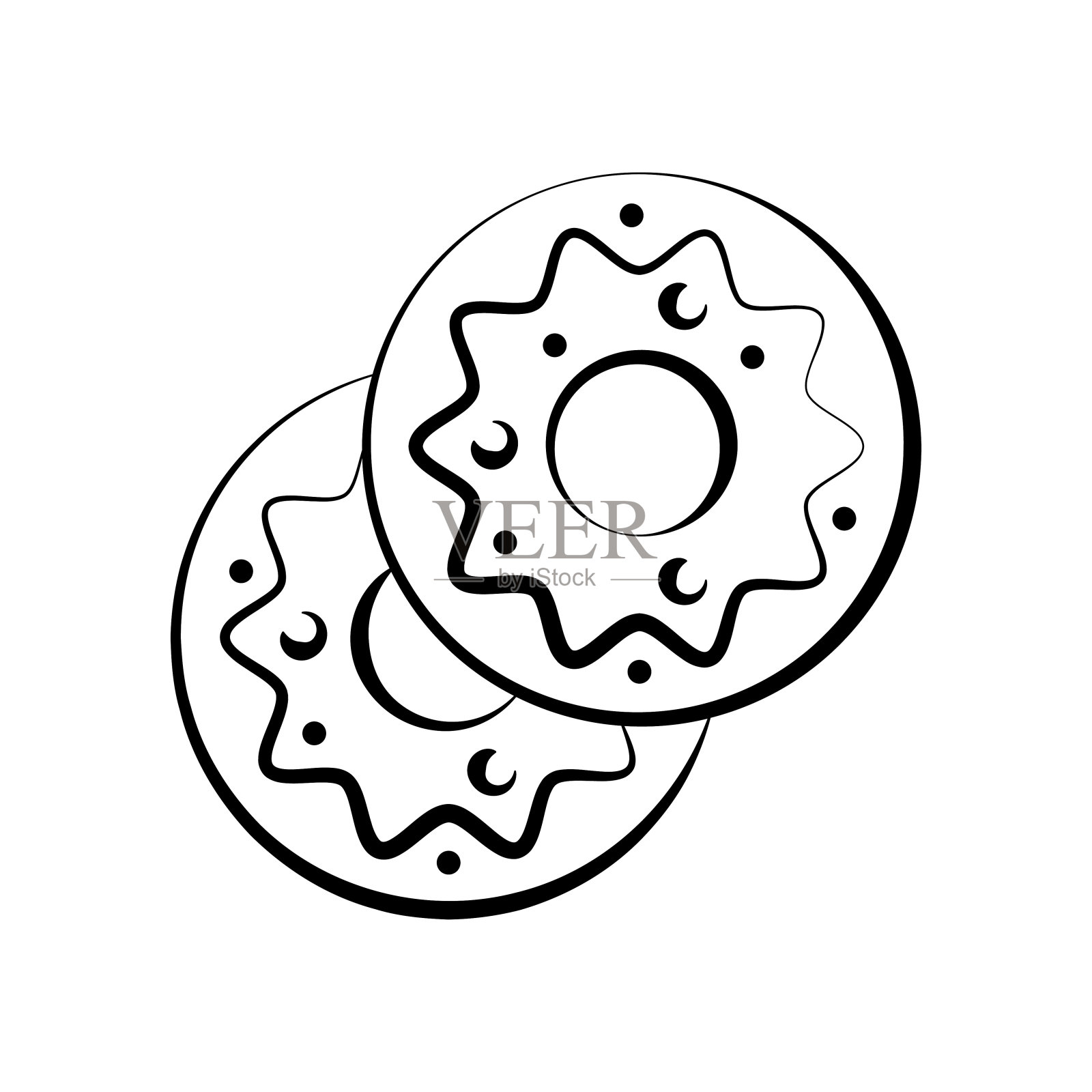 甜甜圈矢量轮廓图标设计插图。食品和饮料符号在白色背景EPS 10文件插画图片素材