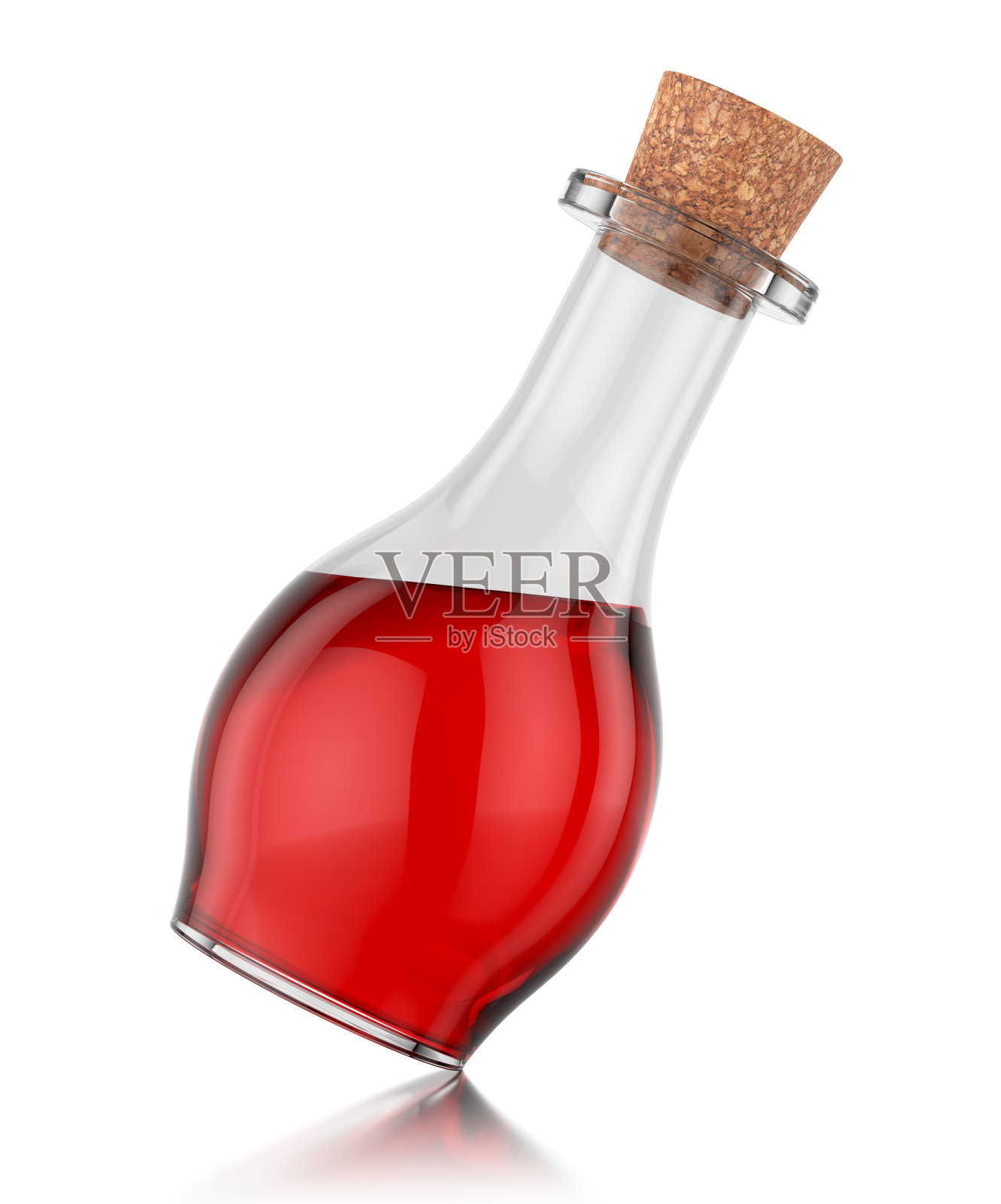 红色药水在一个瓶子孤立在白色背景上照片摄影图片