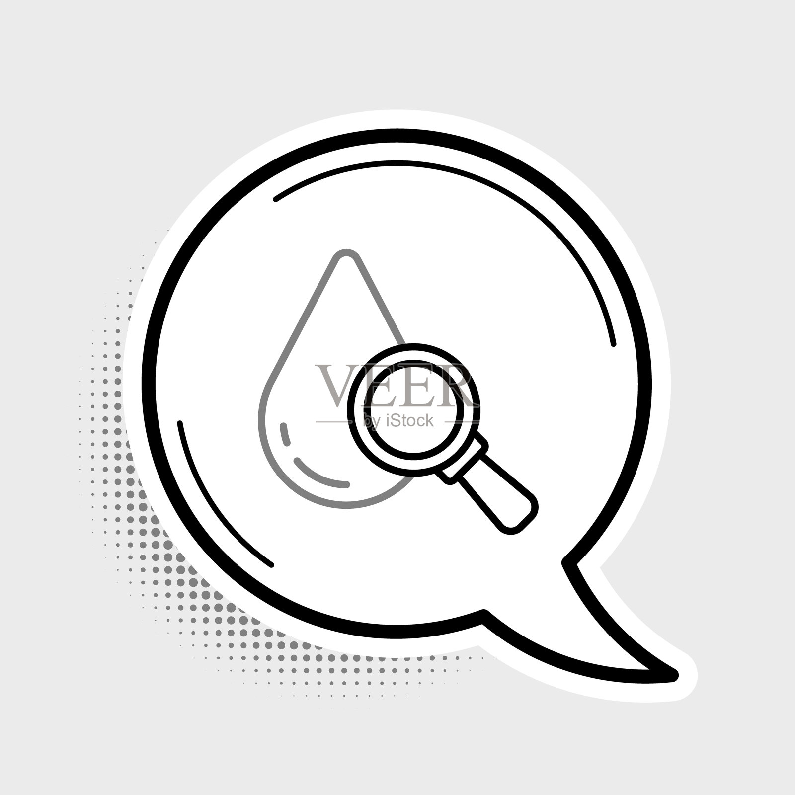 线条下降和放大镜图标孤立在灰色背景上。色彩斑斓的轮廓的概念。向量插画图片素材