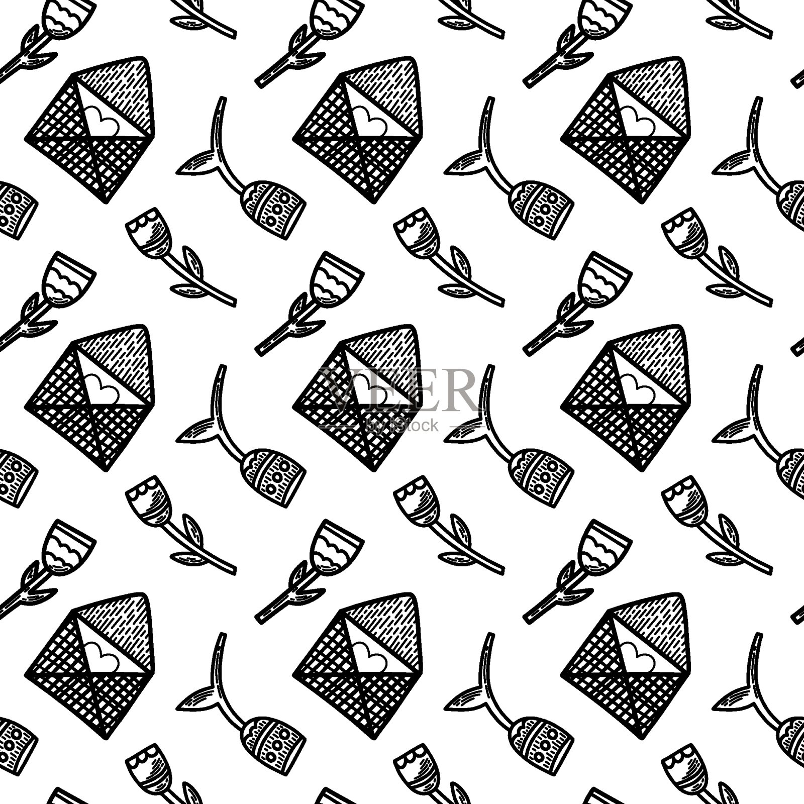 情人节无缝图案插画图片素材