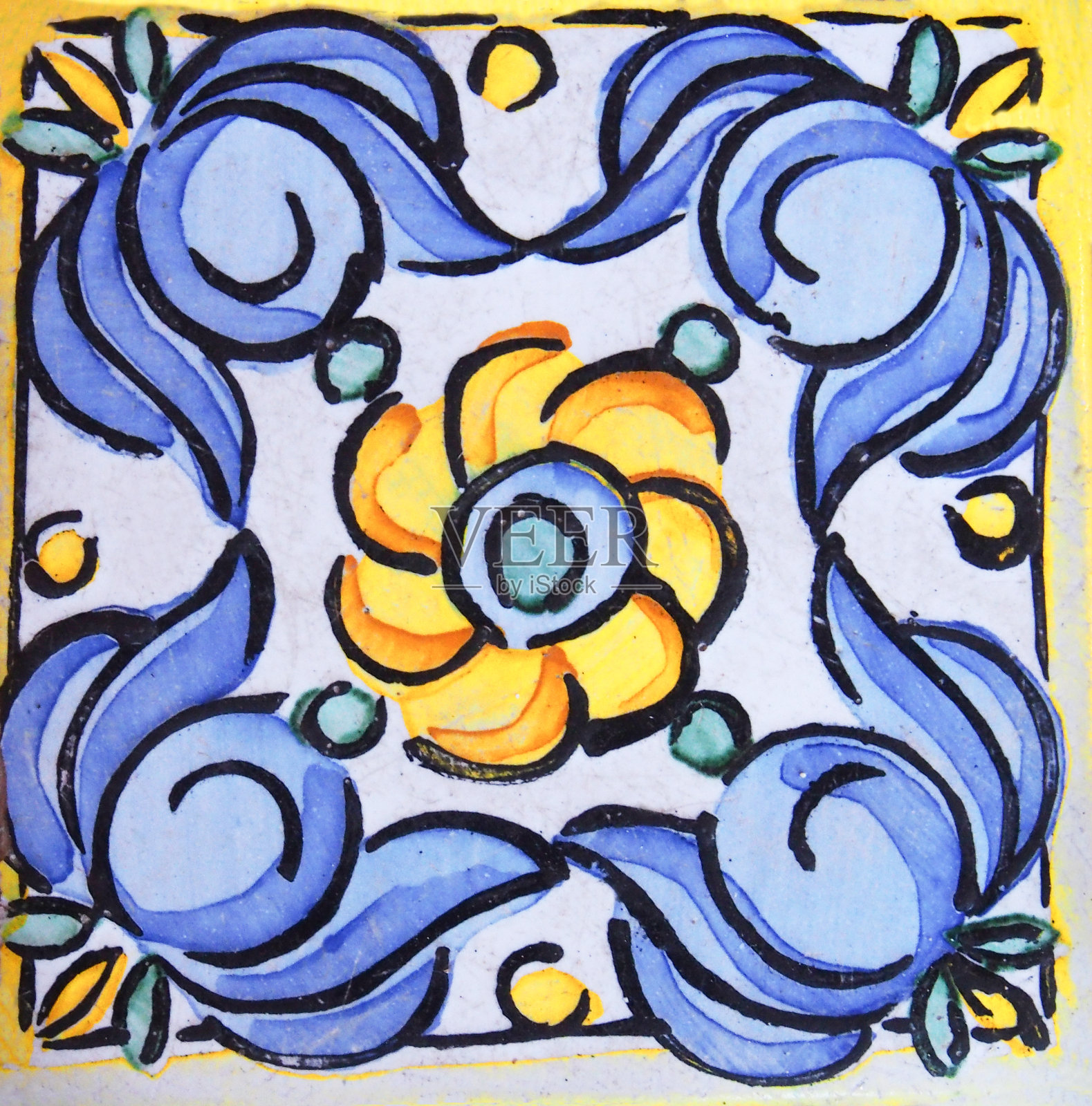 西班牙装饰瓷砖插画图片素材