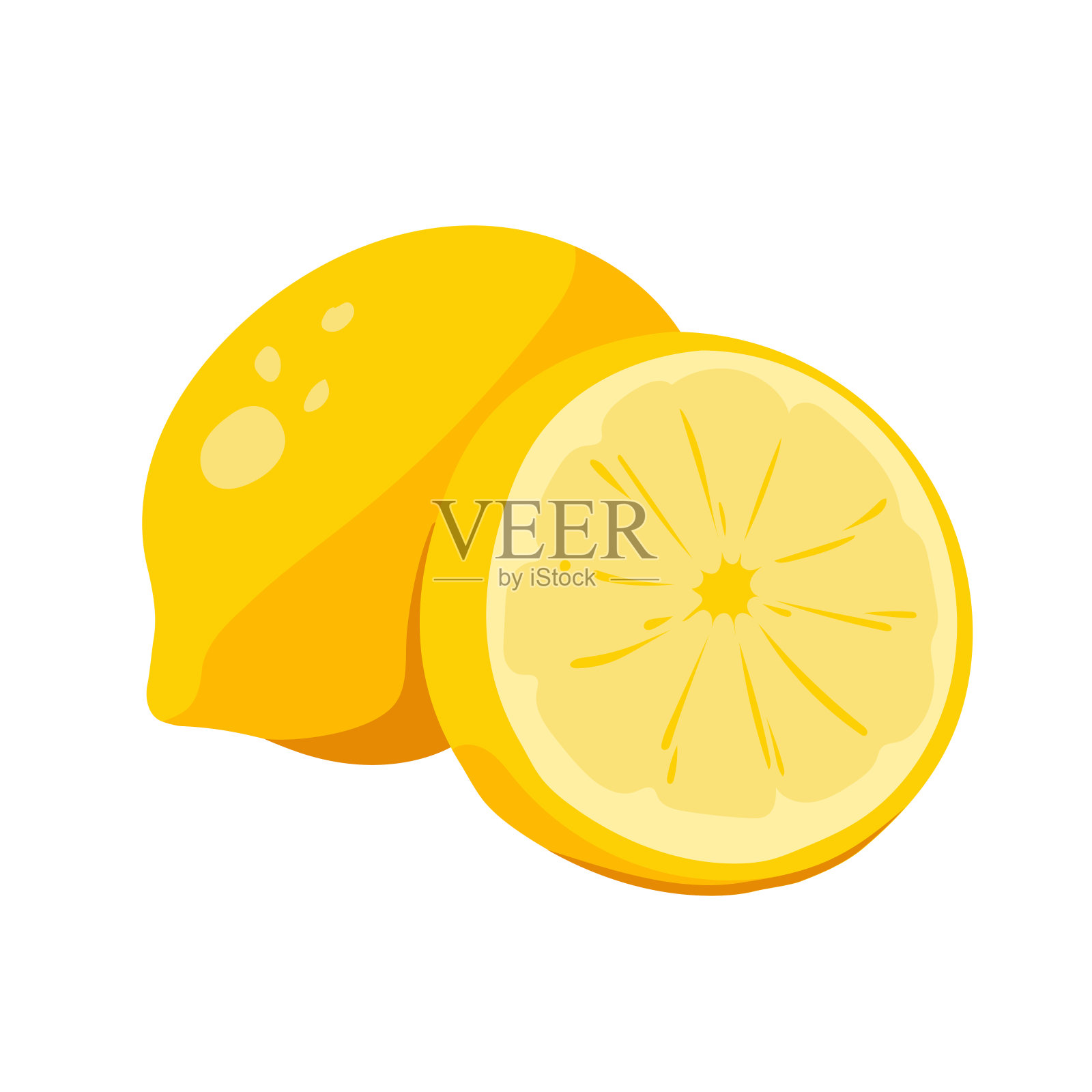 新鲜柠檬切片插画图片素材