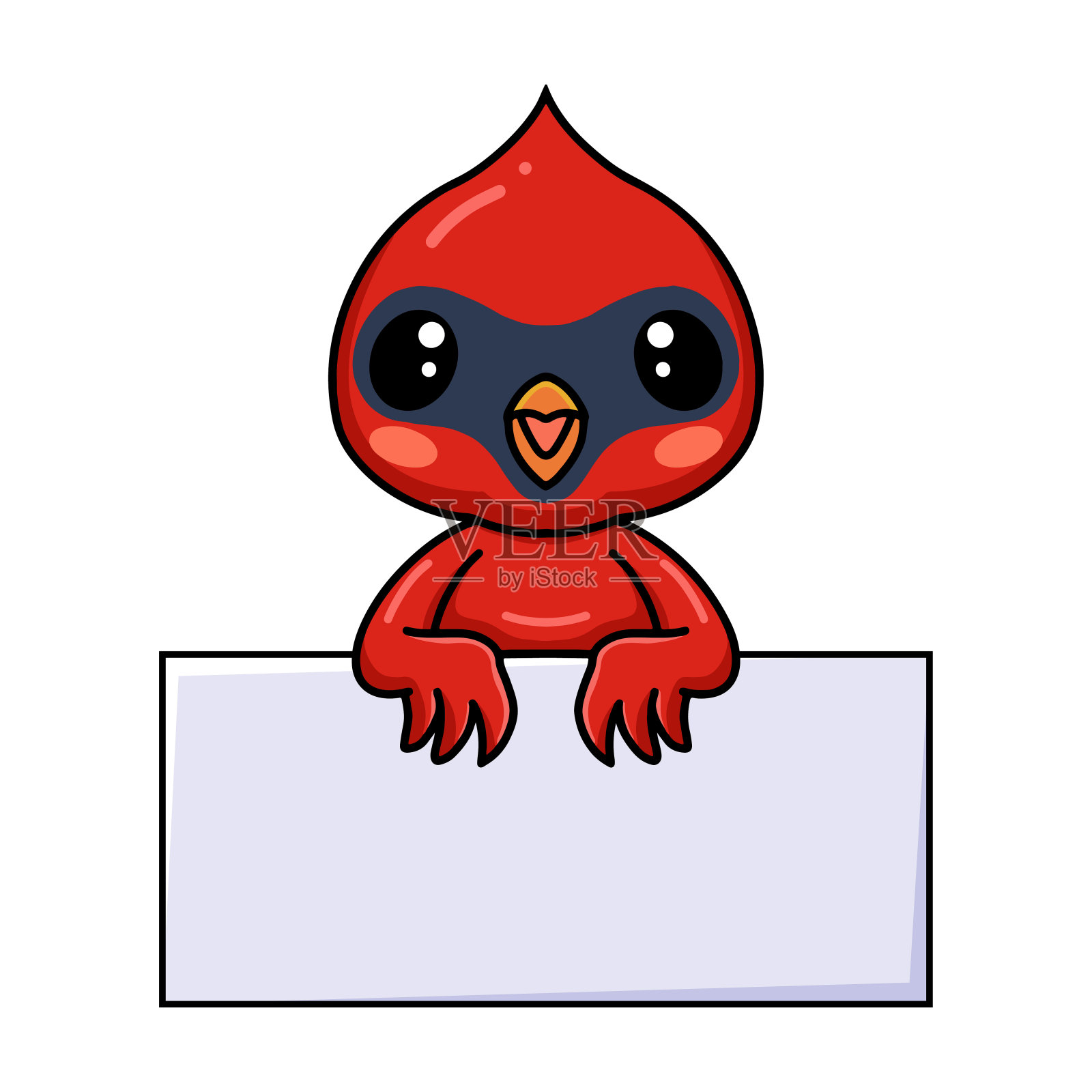 可爱的宝贝红雀卡通空白标志插画图片素材