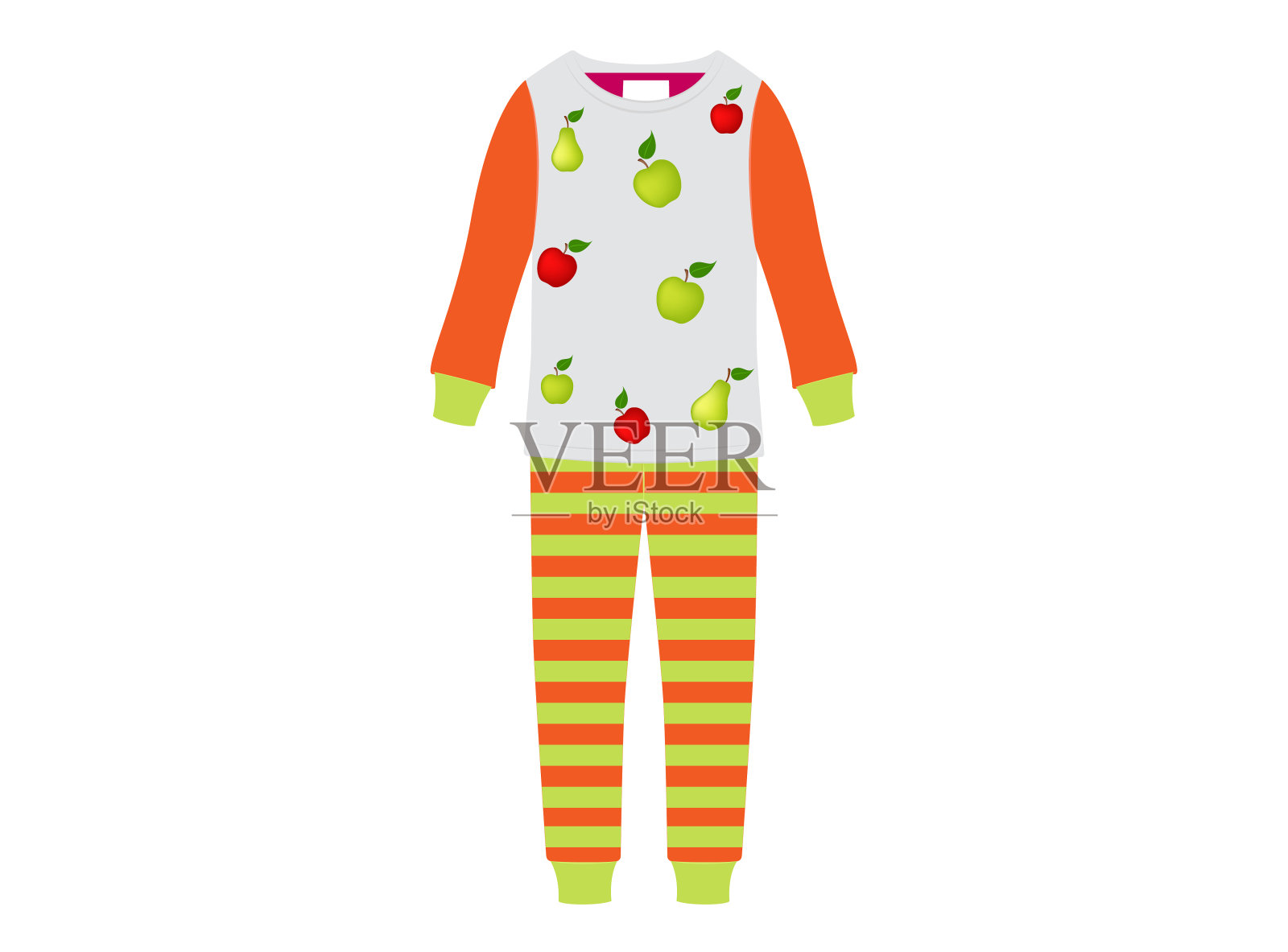 彩色水果睡衣设计，矢量插图插画图片素材