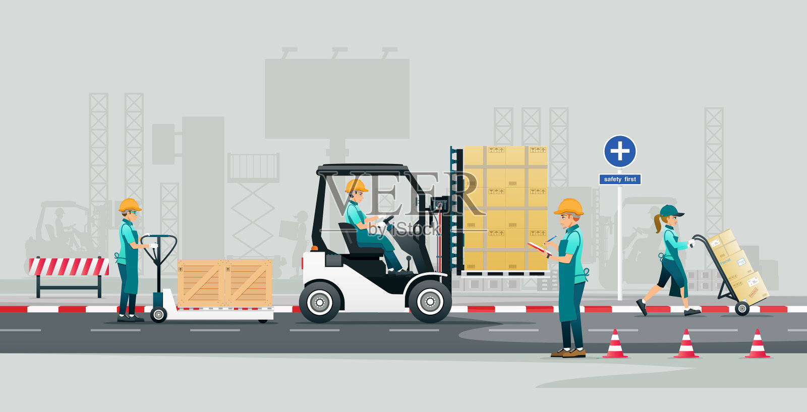 仓库的安全。插画图片素材