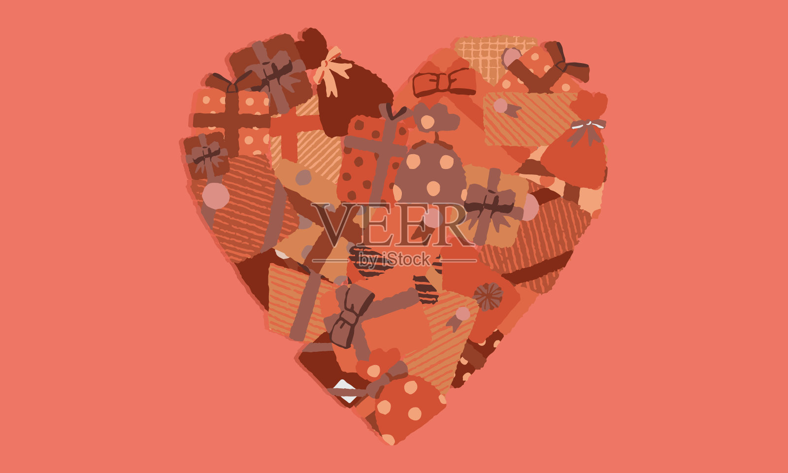 情人节礼盒插图。插画图片素材