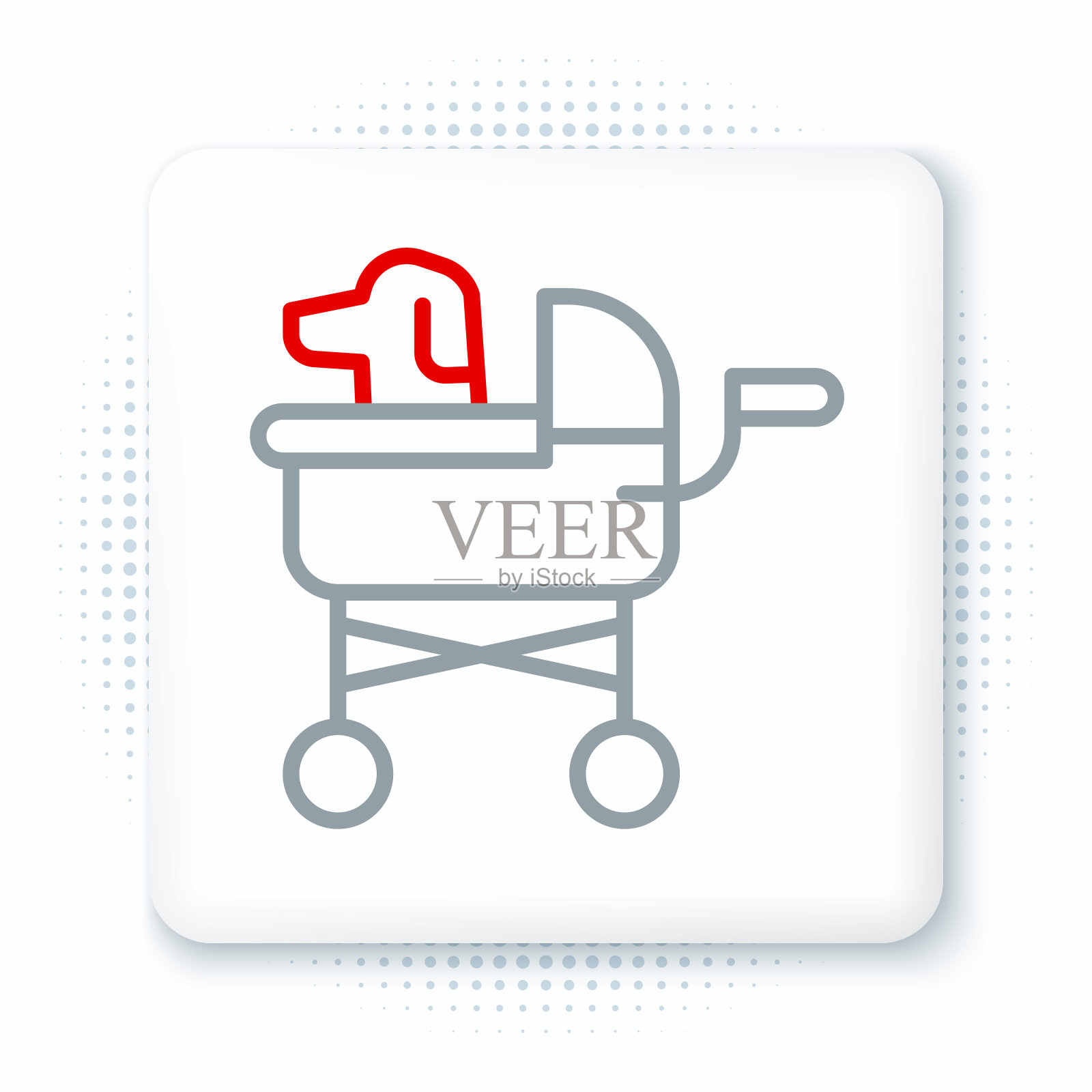 线宠物婴儿车图标孤立在白色背景。色彩斑斓的轮廓的概念。向量图标素材