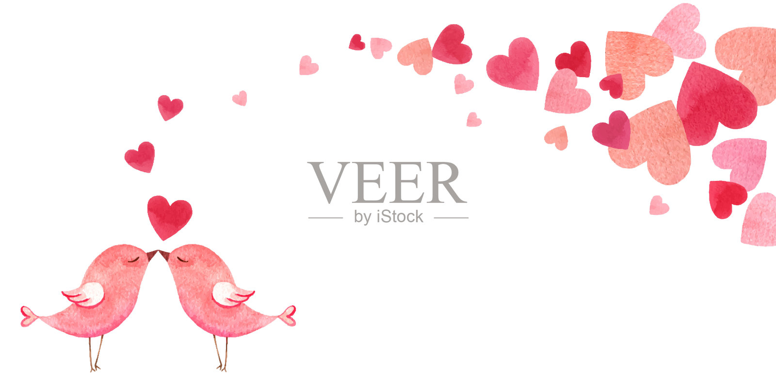 水彩矢量卡片为情人节。为你设计的节日插图。设计元素图片