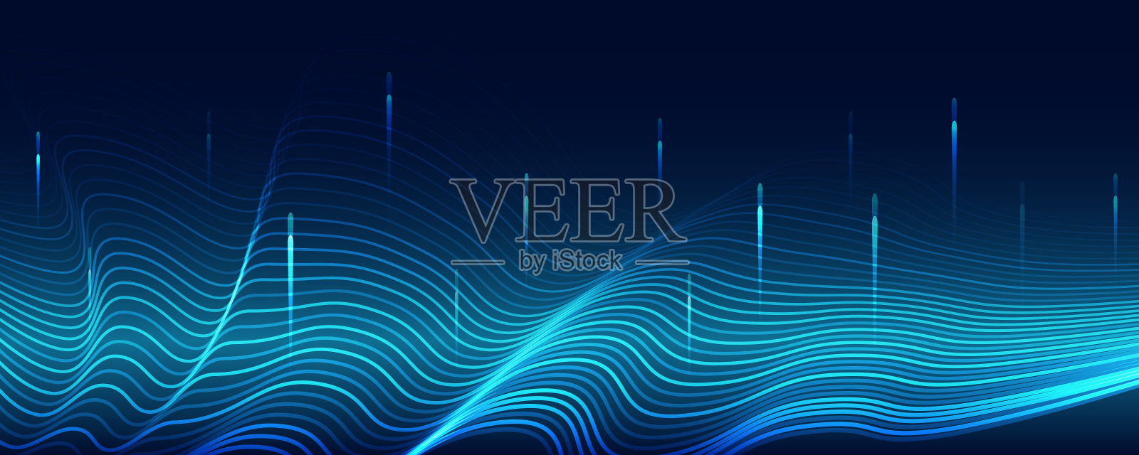 未来的信息图表设计。摘要均衡器粒子发光背景波。大数据3d技术概念。插画图片素材