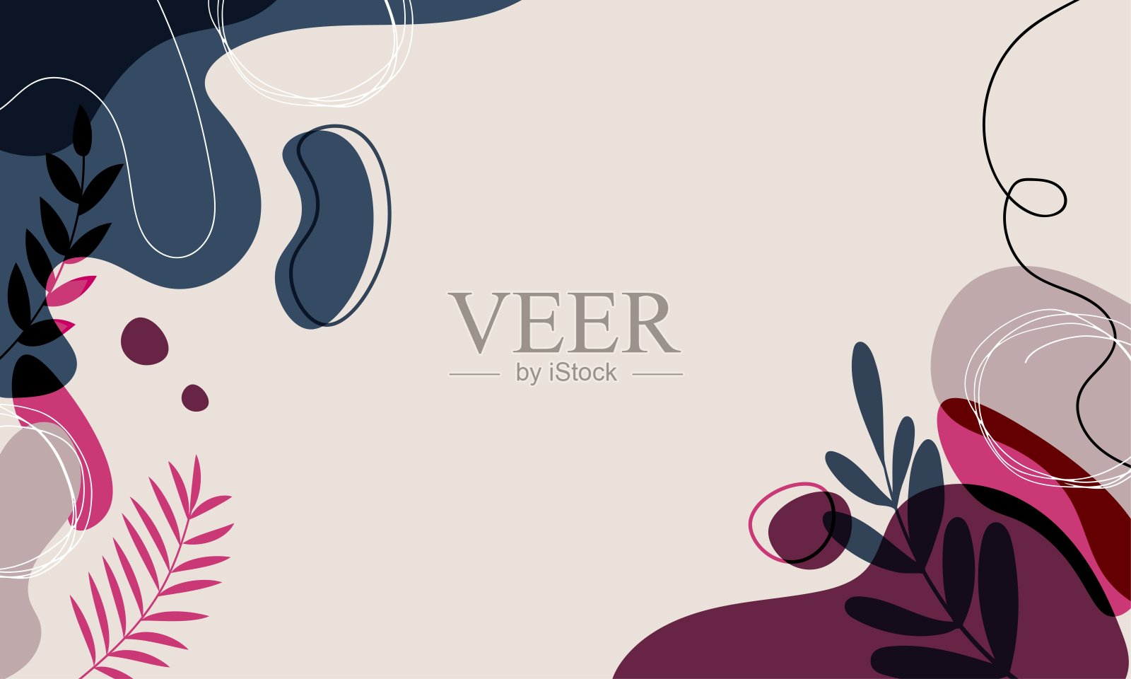 现代抽象花卉艺术向量叶背景插画图片素材