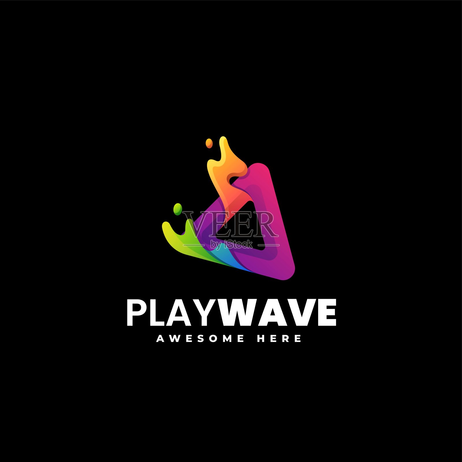 矢量插图播放按钮梯度彩色风格。插画图片素材