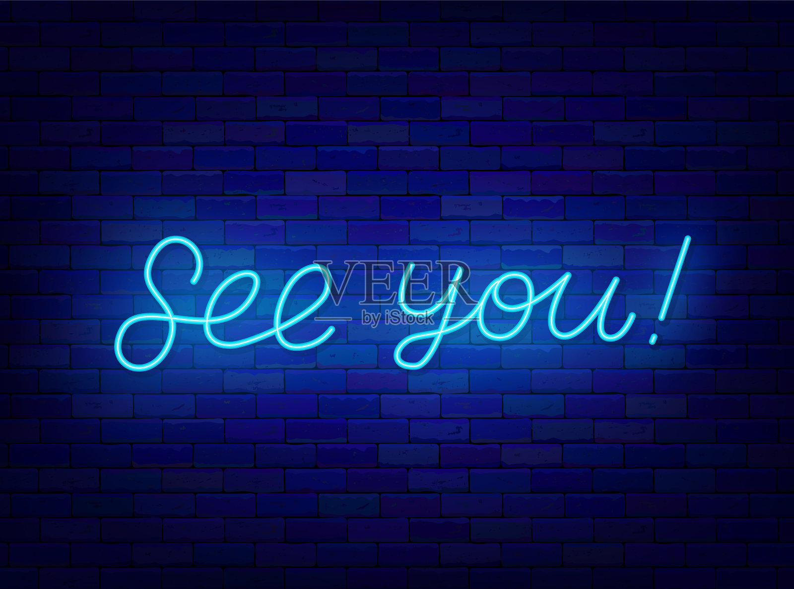 再见，霓虹灯。闪亮的书法告别。发光的引用。再见。外发光效果。矢量图设计模板素材