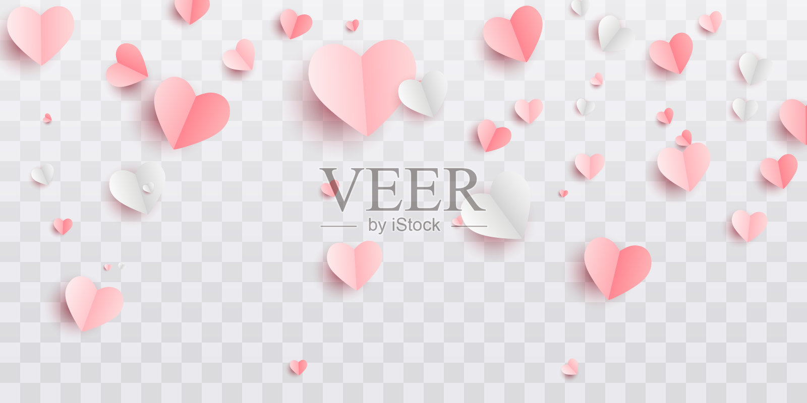 情人节心明信片。粉红色背景上的纸飞元素。矢量符号的爱在形状的心脏为快乐的妇女，母亲的，情人节，生日贺卡设计。PNG插画图片素材