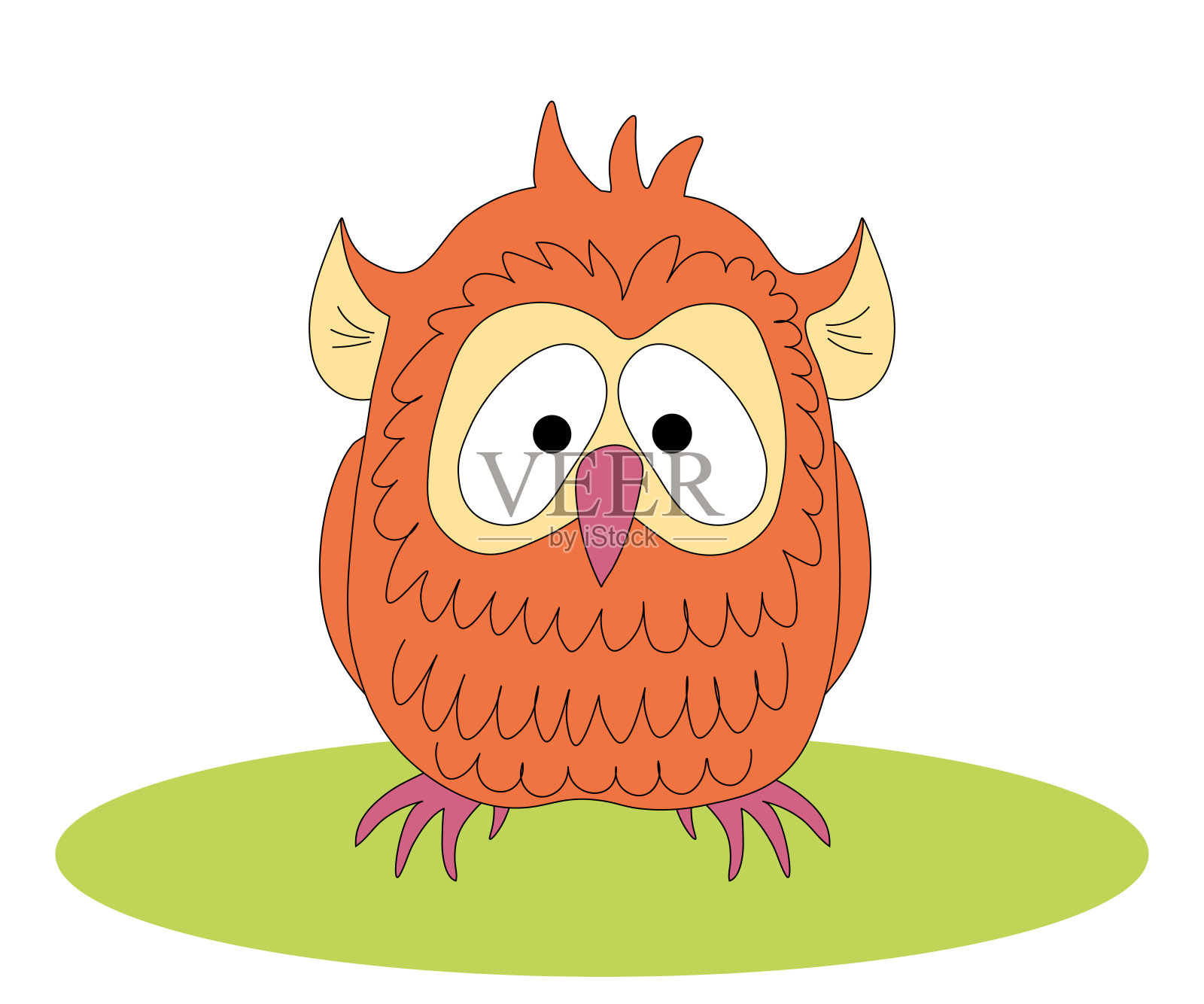 一只聪明的卡通猫头鹰坐在那里看着设计元素图片