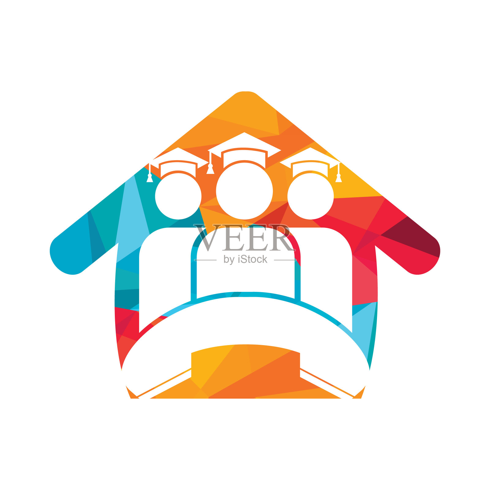 学生呼叫矢量标志设计模板。学生和手机与家图标标志。插画图片素材