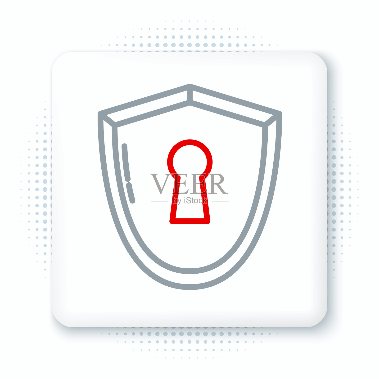 线盾与钥匙孔图标孤立在白色背景上。保护、安全概念。安全徽章图标。隐私旗帜。国防标签。色彩斑斓的轮廓的概念。向量图标素材