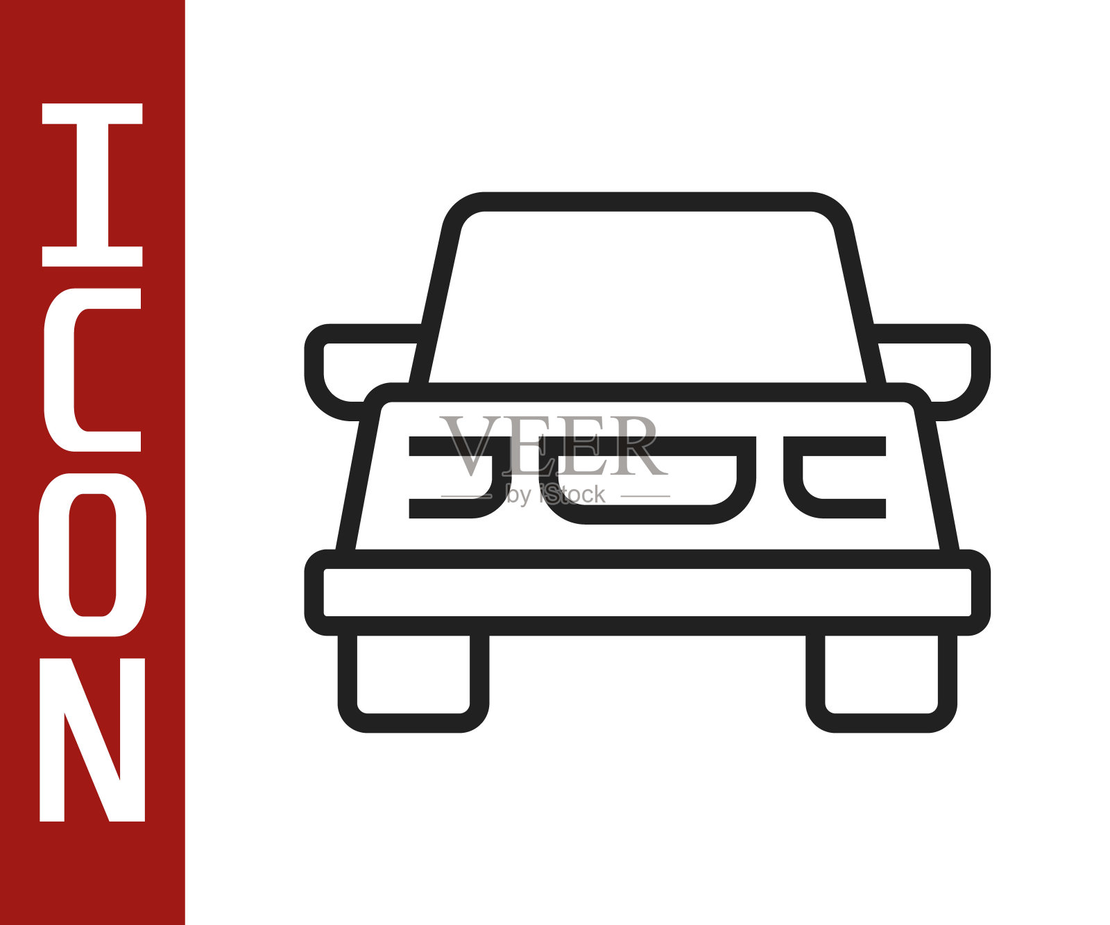 黑色线汽车图标孤立在白色背景上。向量插画图片素材