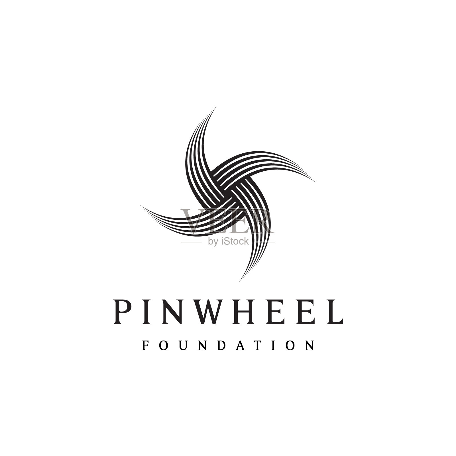 黑色风车矢量标志模板设计元素图片