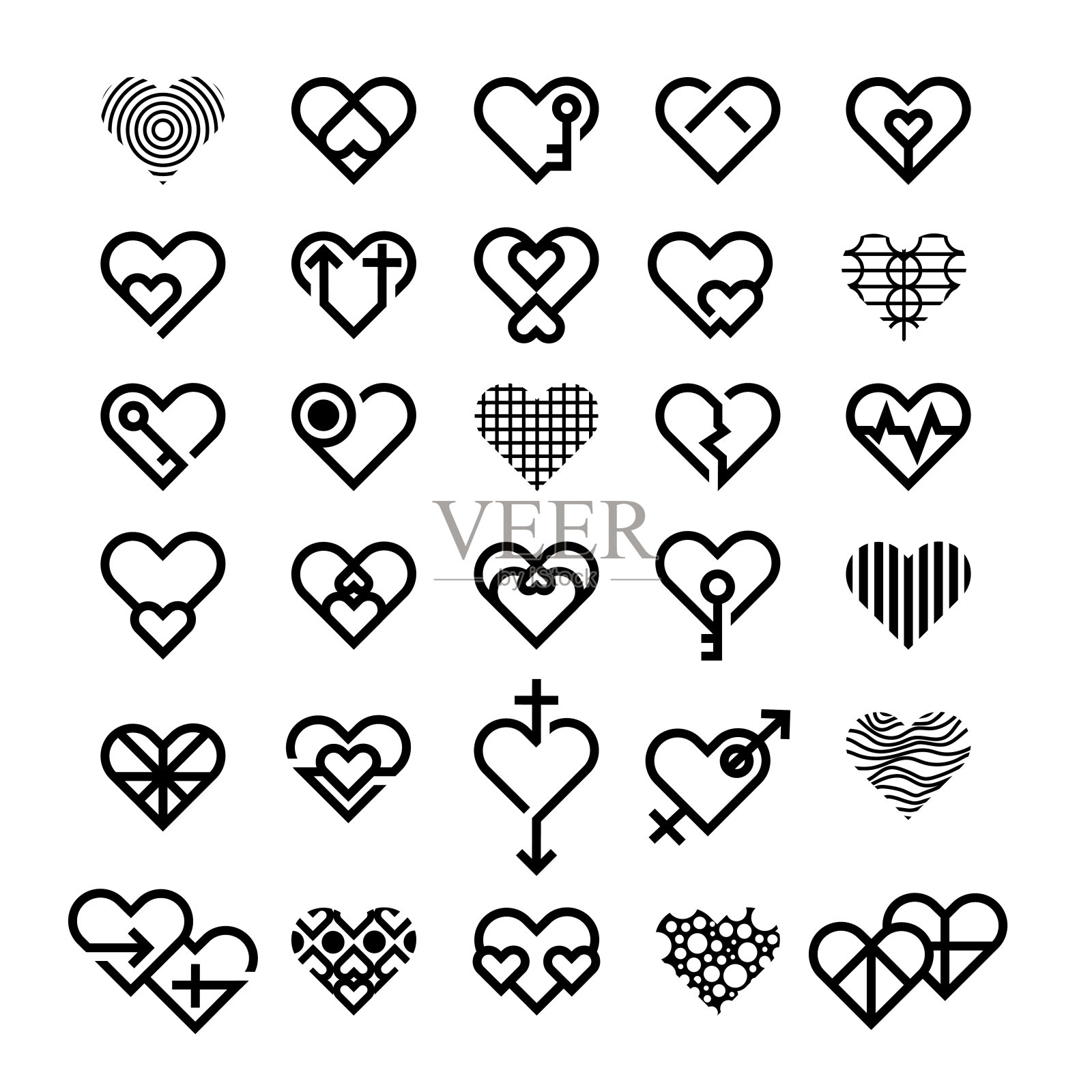 各种各样的爱情偶像。图标素材