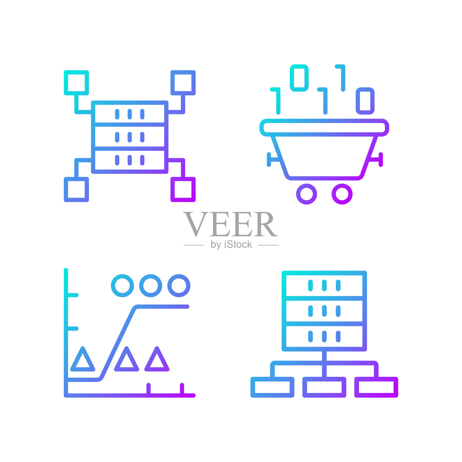 数据集处理梯度线性向量图标集图标素材
