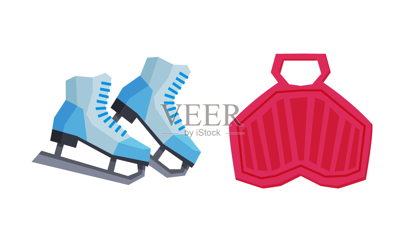 溜冰鞋和雪碟下坡滑行和表面滑行向量集设计元素图片