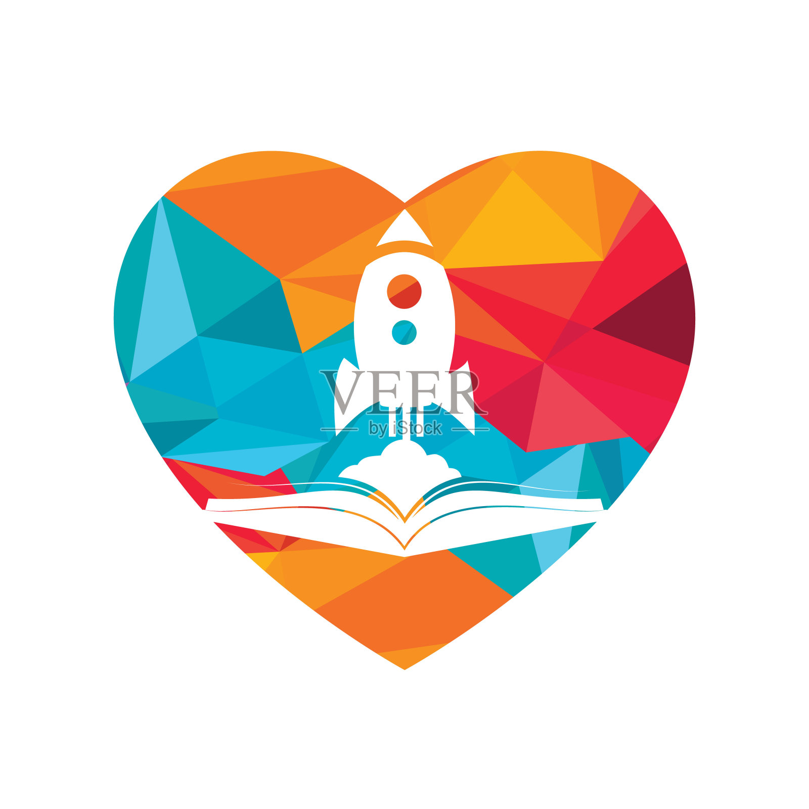 火箭书矢量标志设计。插画图片素材