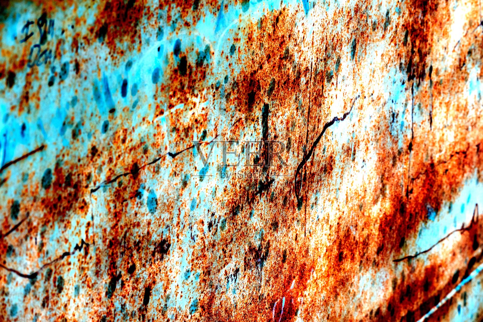 有符号的橙色和绿松石抽象照片摄影图片