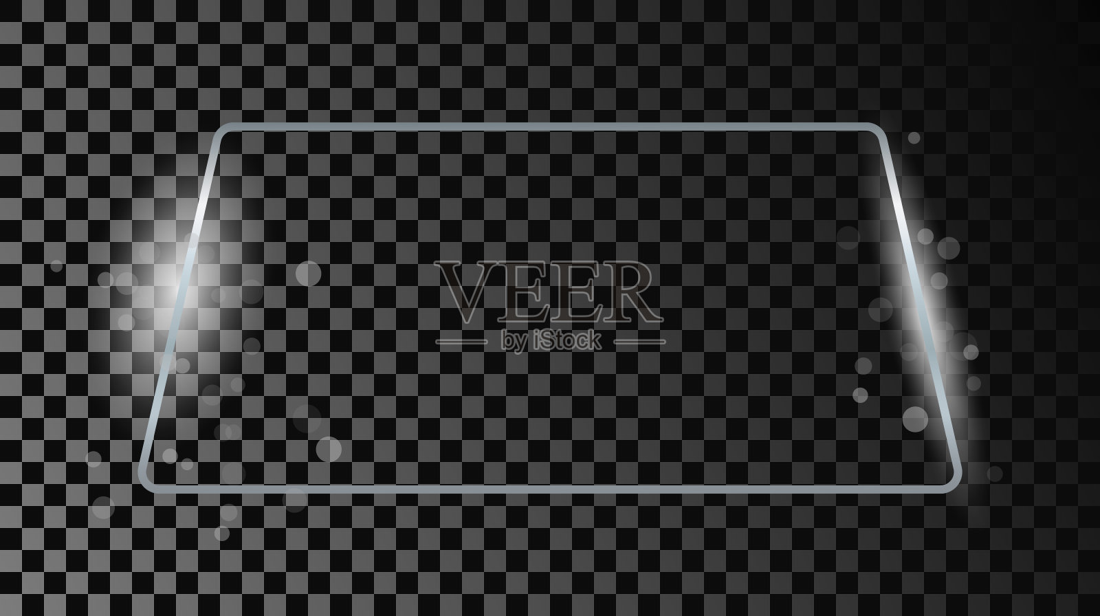 银色发光圆形梯形框架与火花插画图片素材