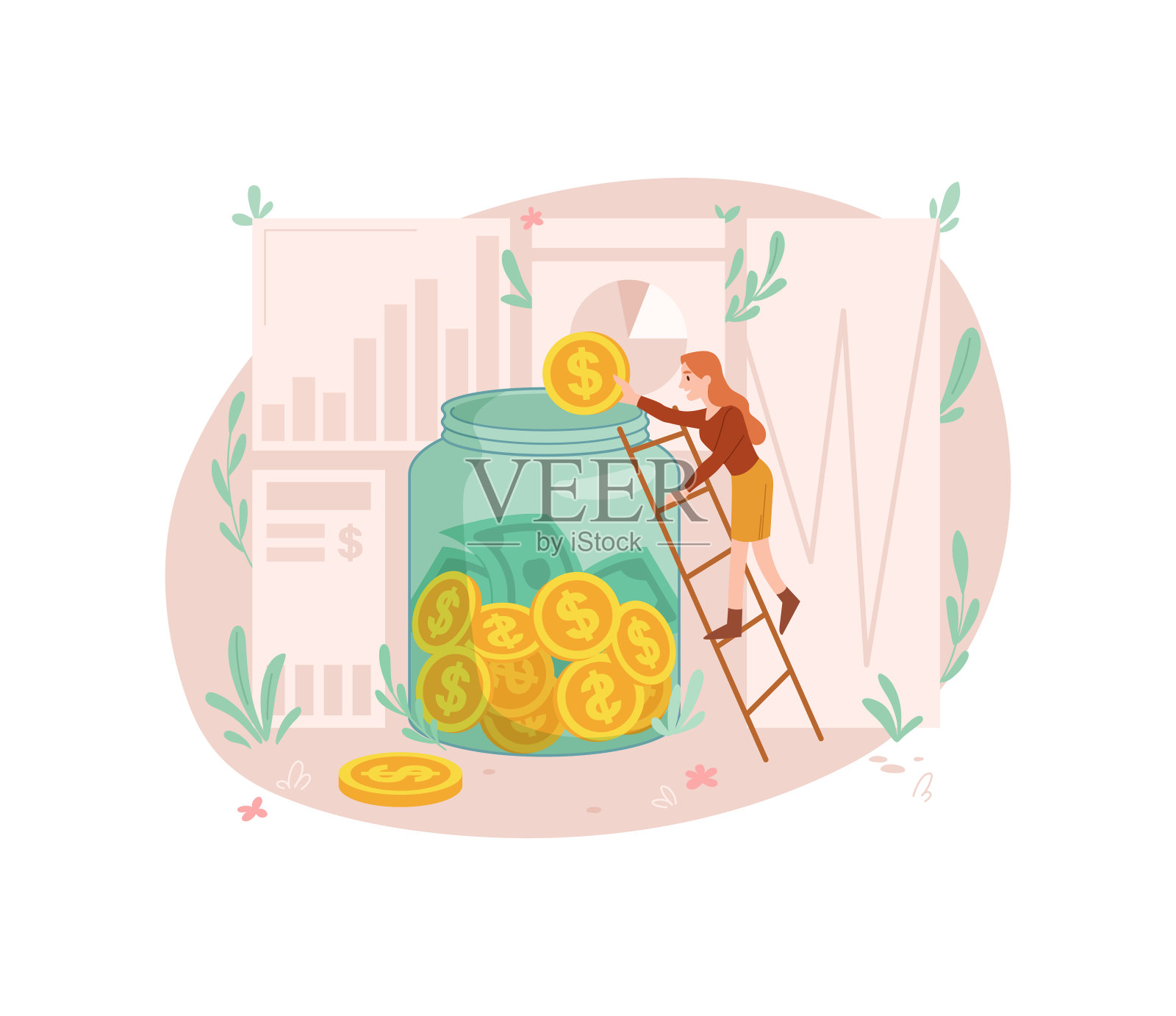 女人赚钱设计元素图片