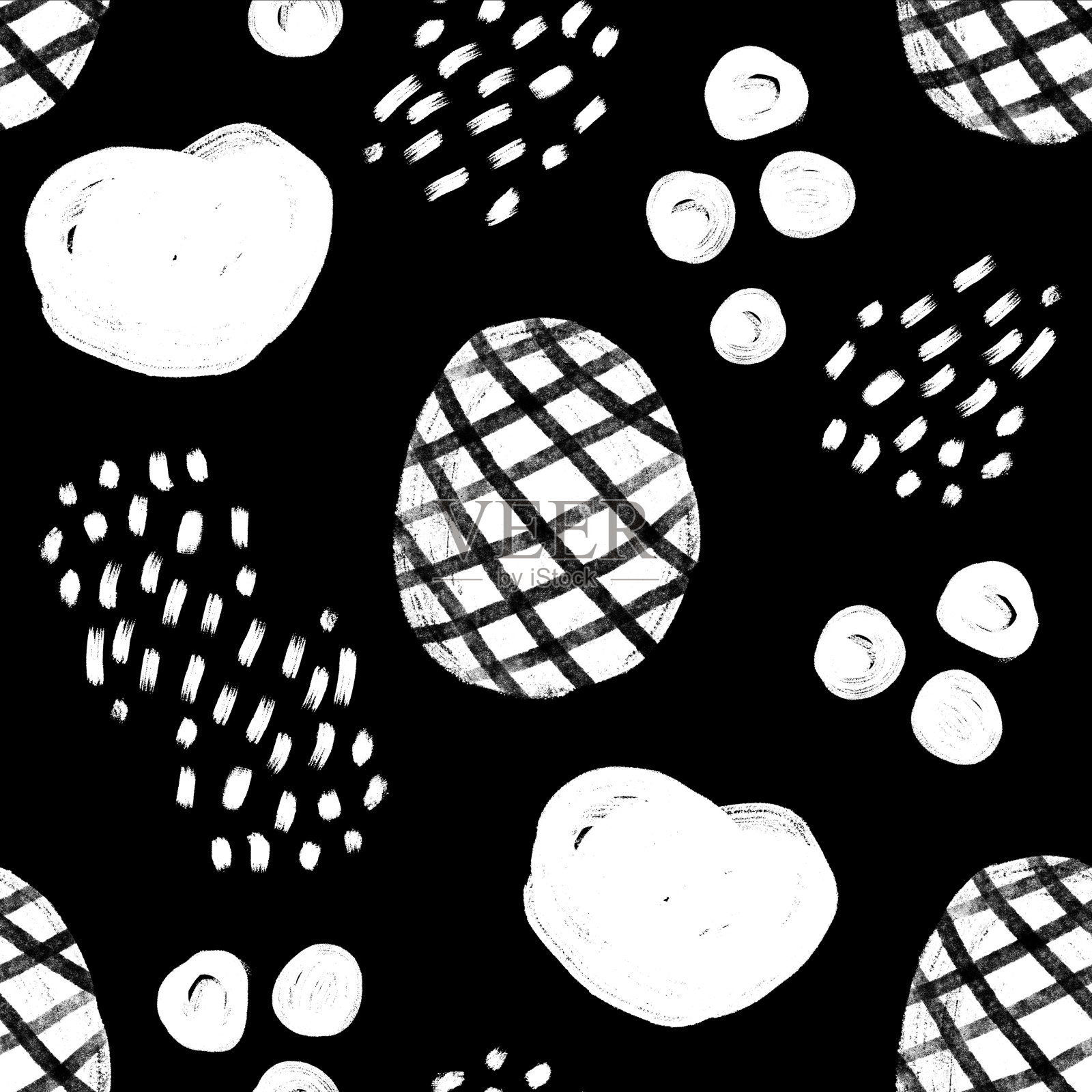 无缝模式与程式化的水果对象。插画图片素材