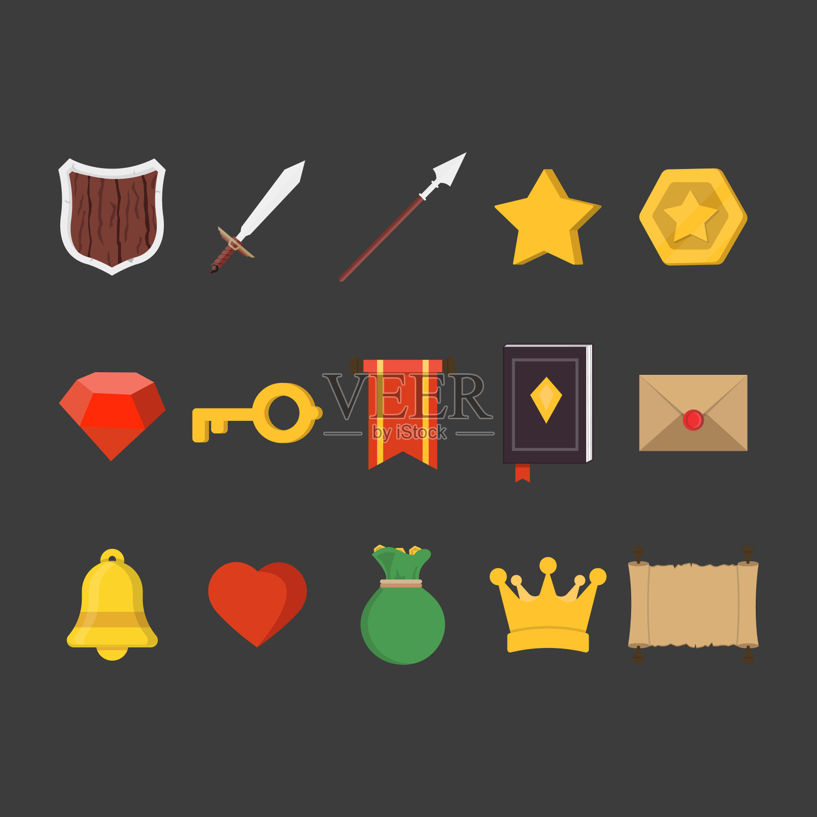 图标工具包的游戏。元素的向量集。平面设计中的插图插画图片素材