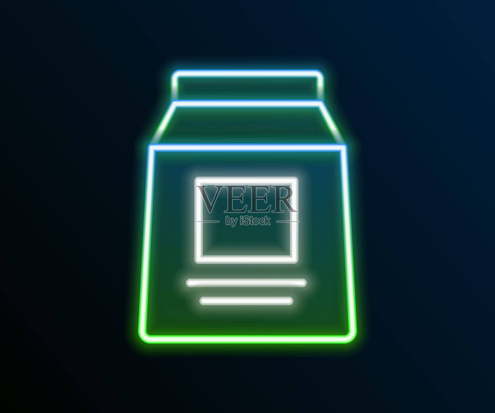 发光霓虹灯线运动营养健美蛋白质能量饮料和食品图标孤立在黑色背景上。色彩斑斓的轮廓的概念。向量插画图片素材