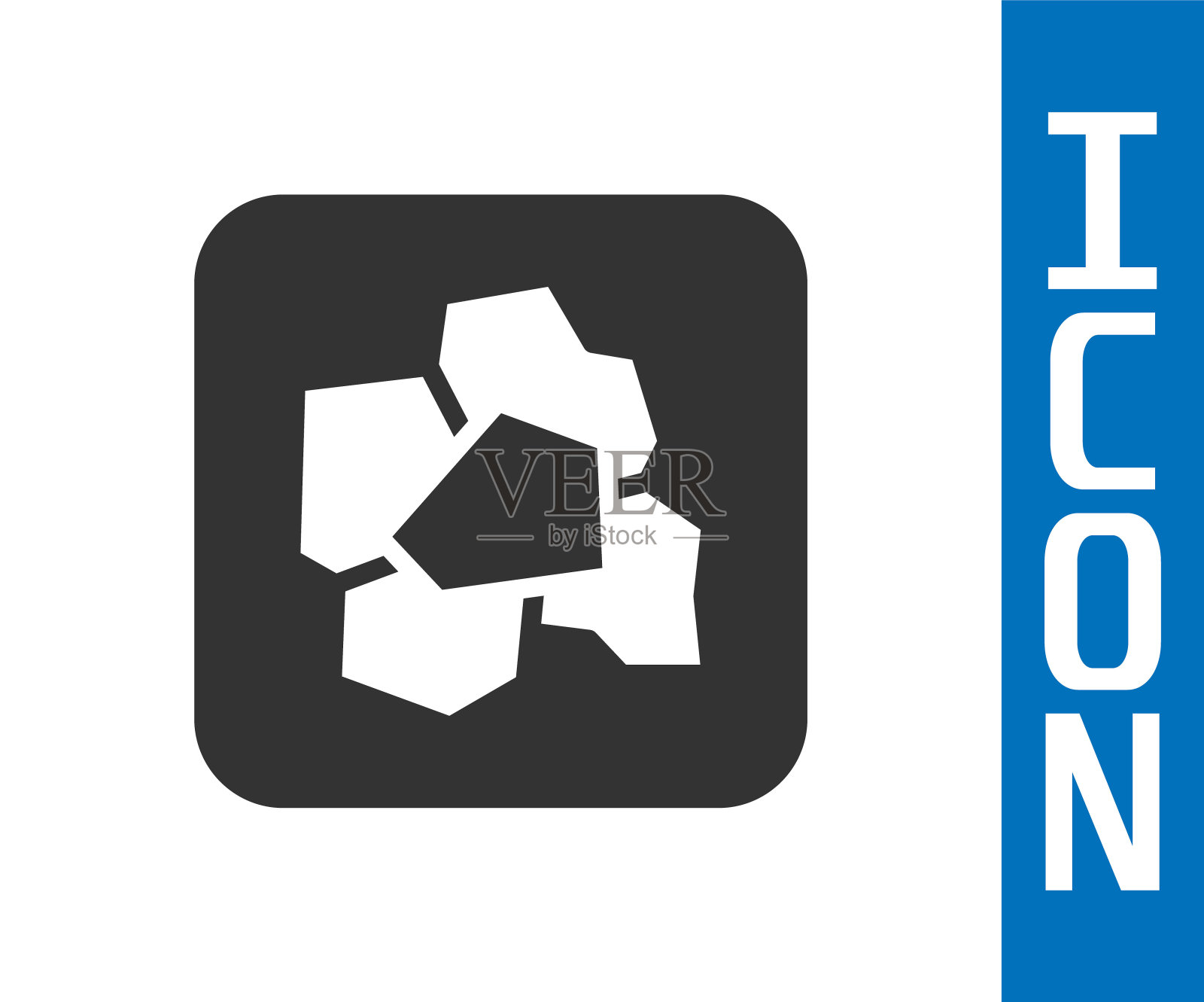 灰色金块图标孤立在白色背景上。矿产博尔德。向量插画图片素材