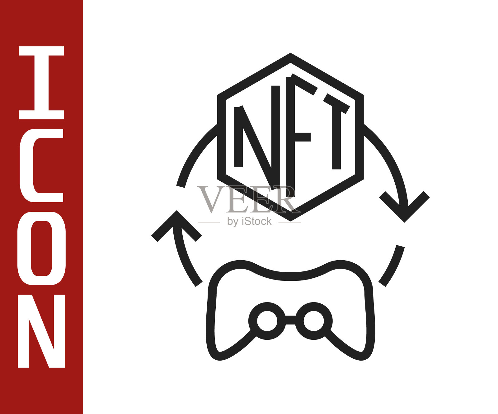 黑线NFT数字加密艺术图标孤立在白色背景上。非可替代的令牌。向量插画图片素材