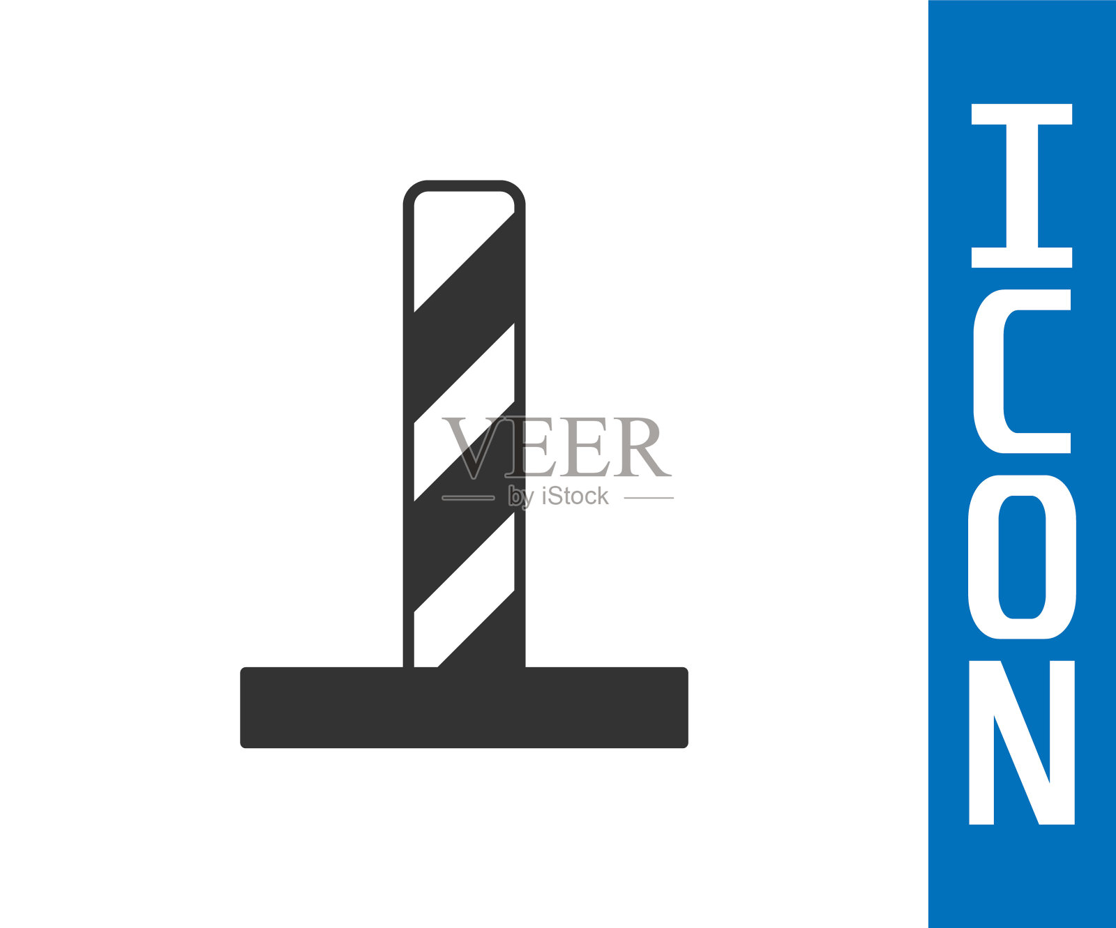 灰猫抓柱与玩具图标孤立在白色背景。向量插画图片素材