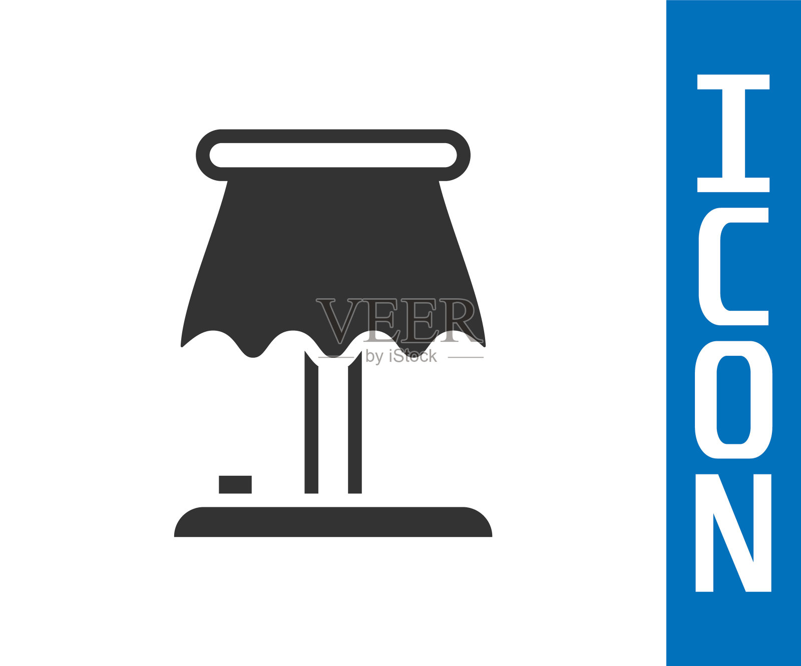 灰色台灯图标孤立在白色背景上。向量插画图片素材