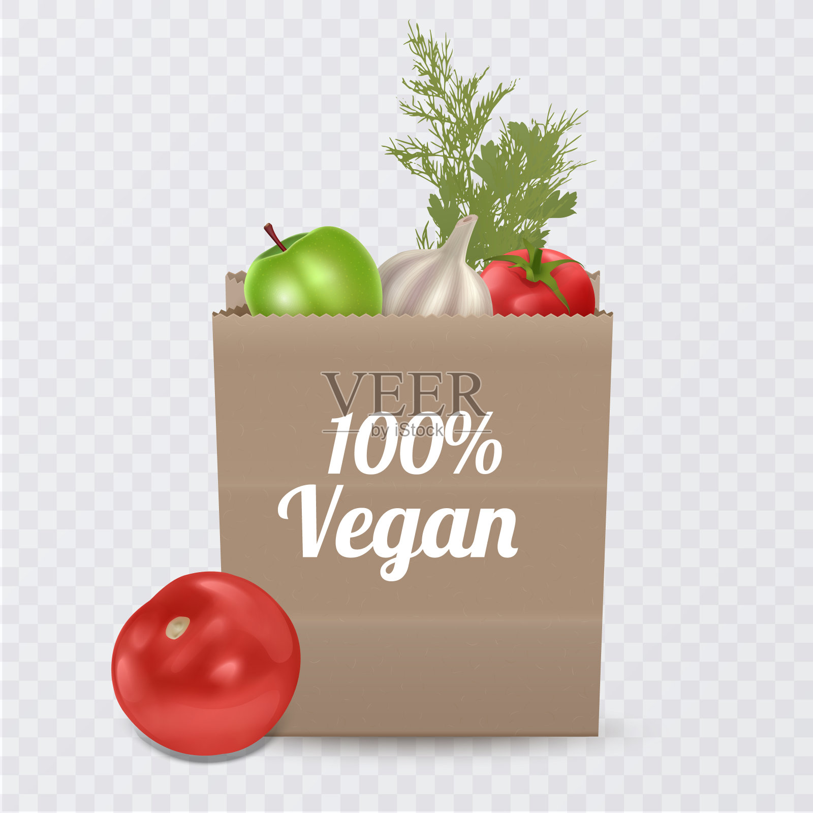 杂货袋与大量的水果和蔬菜，矢量格式插画图片素材