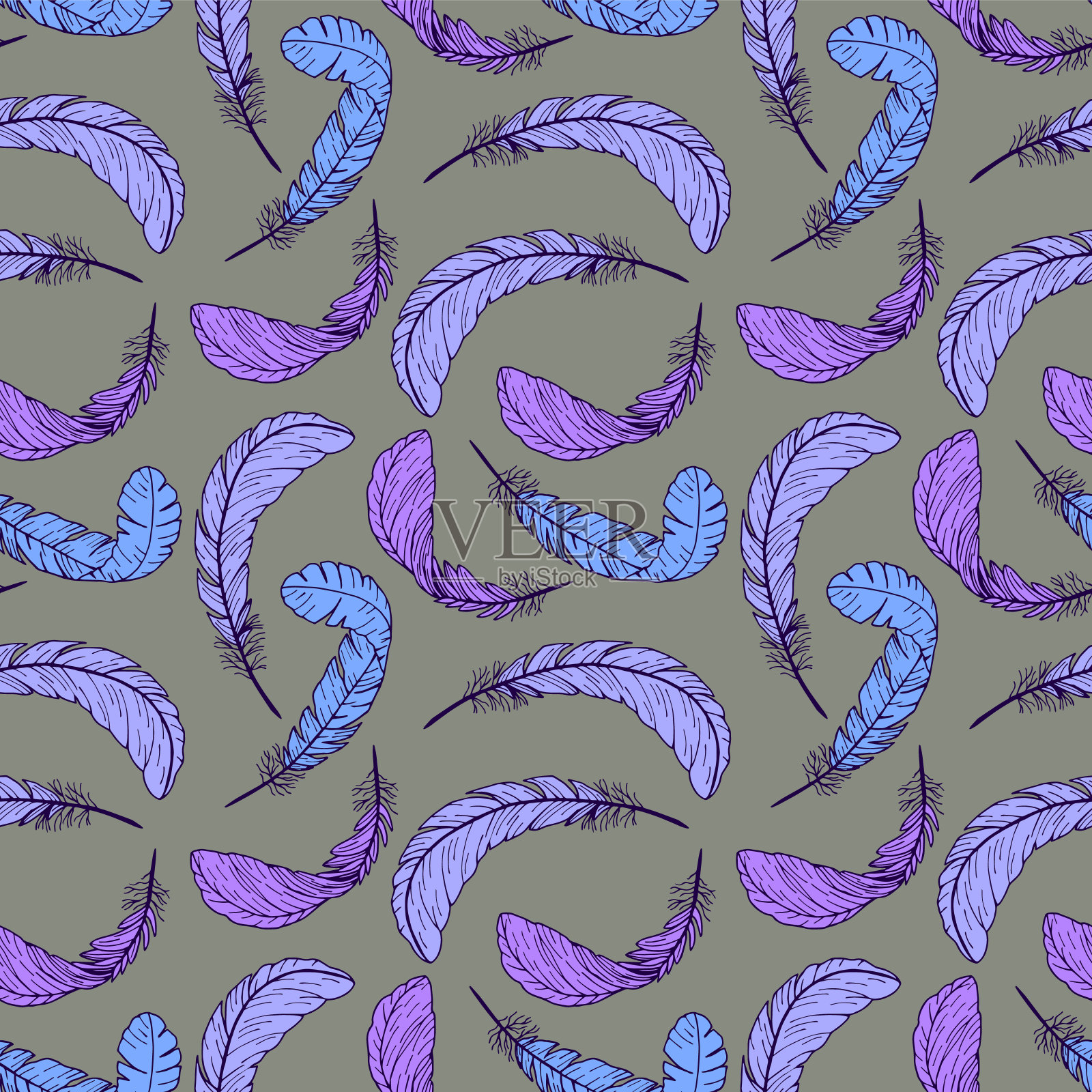 羽毛无缝模式。矢量库存插图eps10。插画图片素材