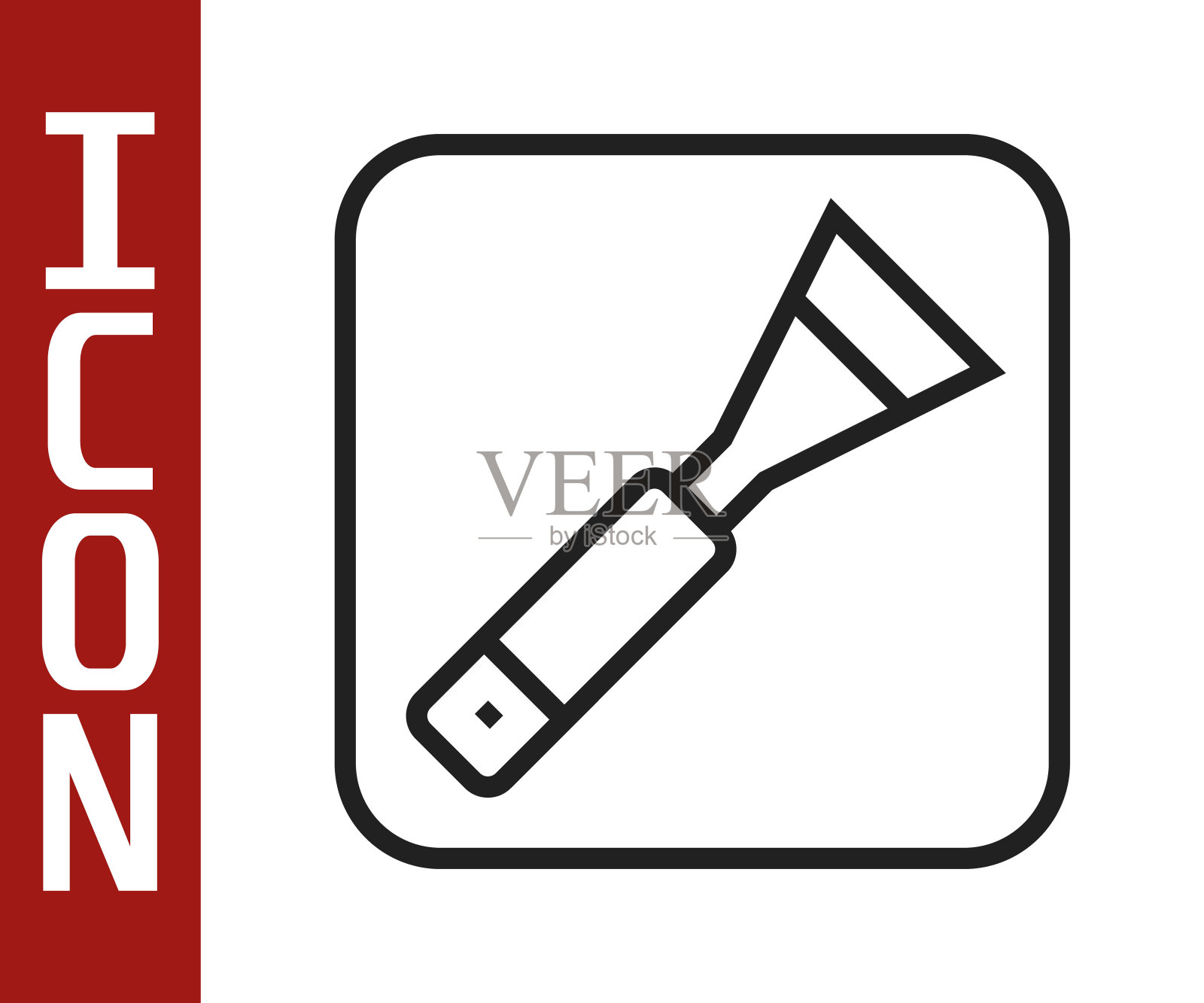 黑色线油漆刷图标孤立在白色背景。为艺术家或考古学家和清理挖掘。向量插画图片素材