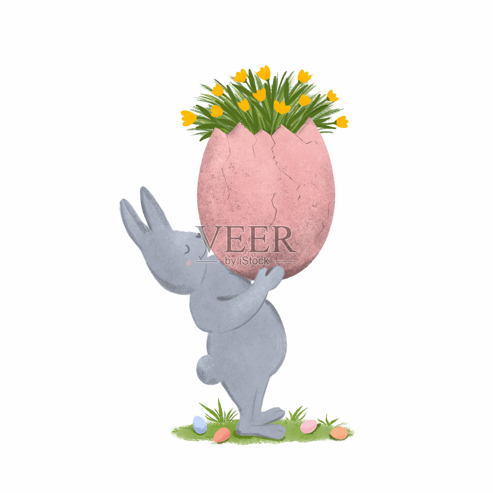 可爱的复活节兔子插画图片素材