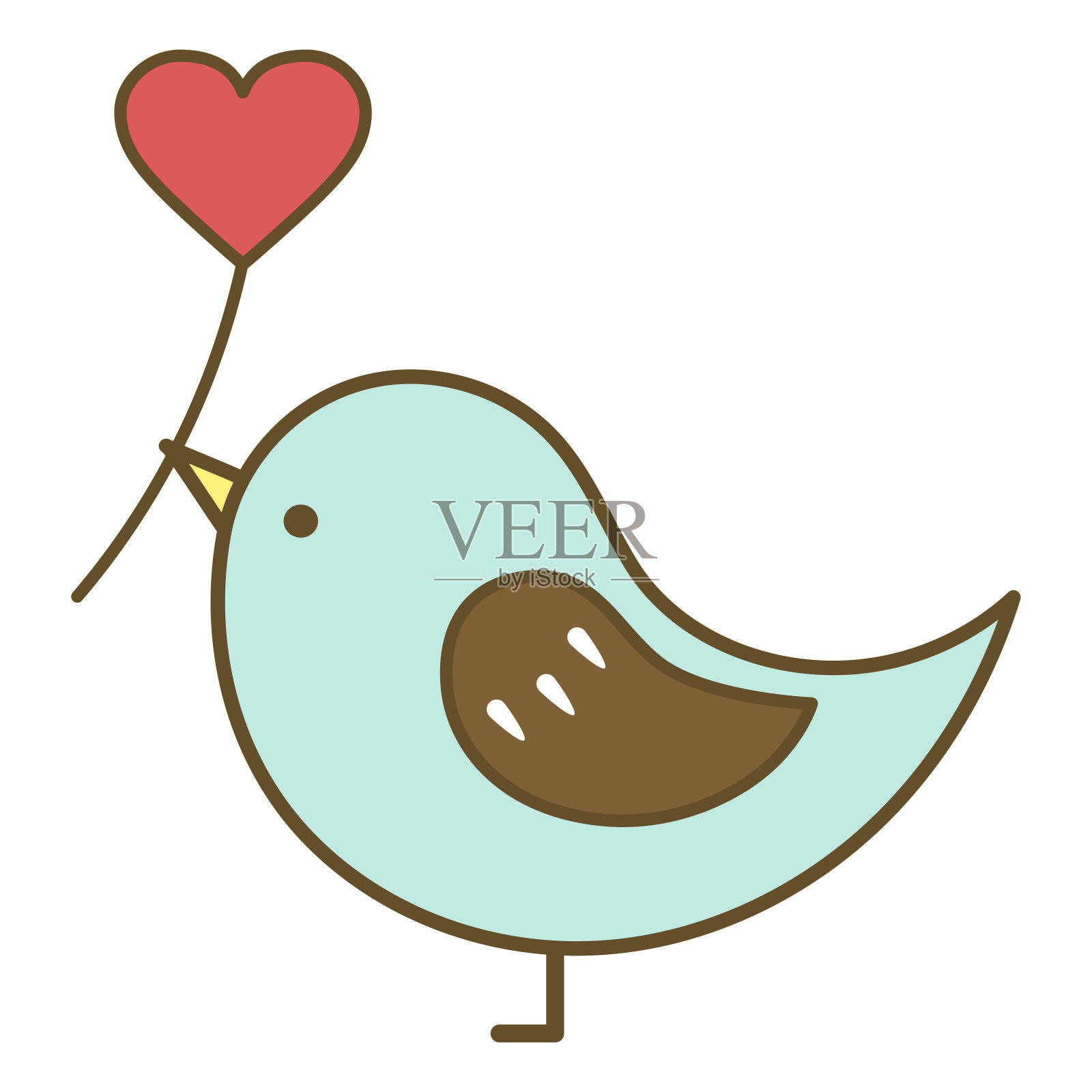 一只鸟叼着一颗心设计元素图片