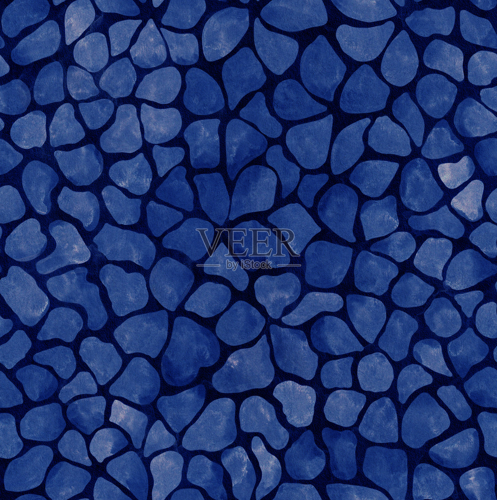 水彩画抽象深蓝色马赛克图案插画图片素材