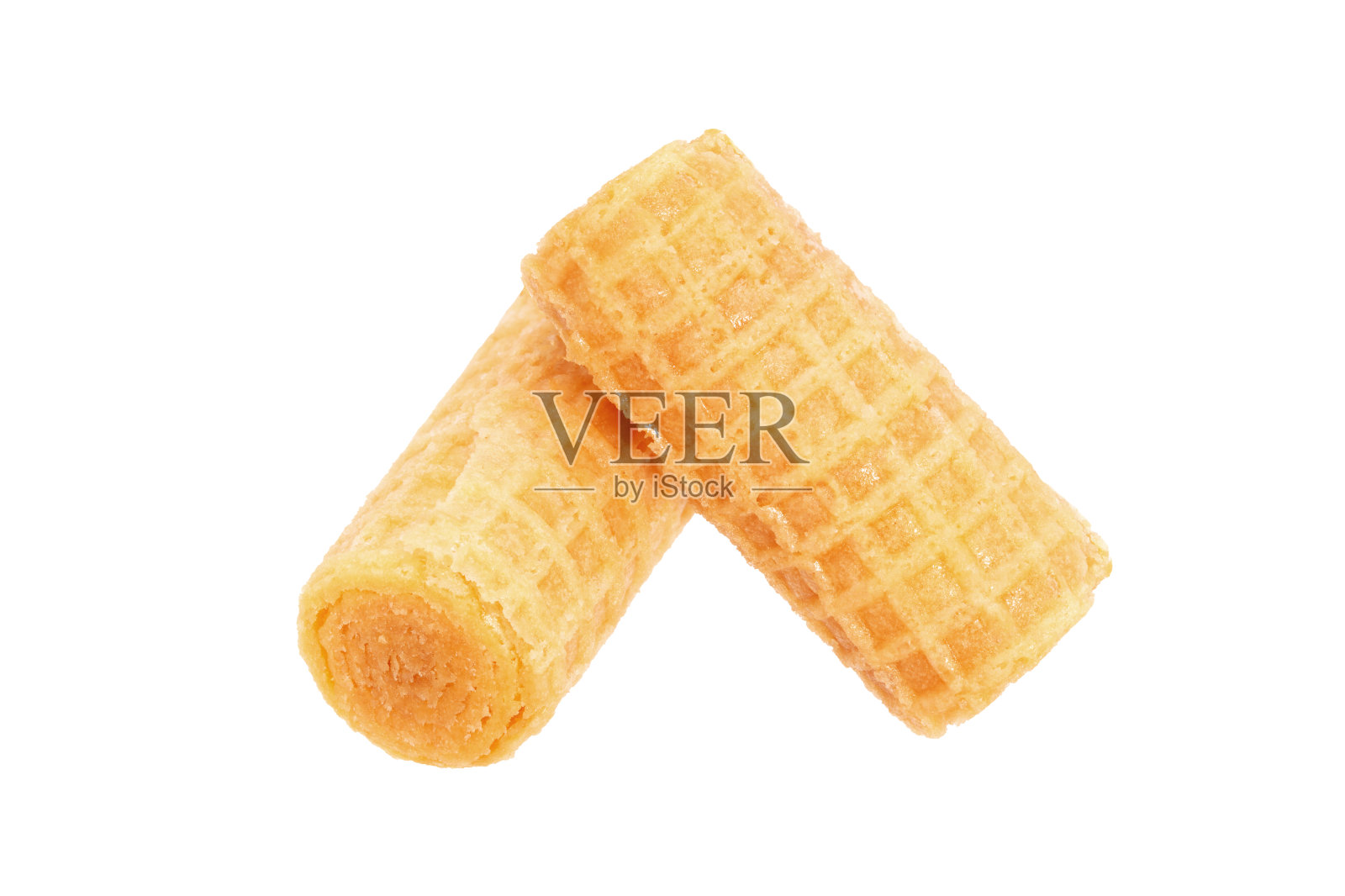 两个华夫饼卷孤立在白色背景上照片摄影图片