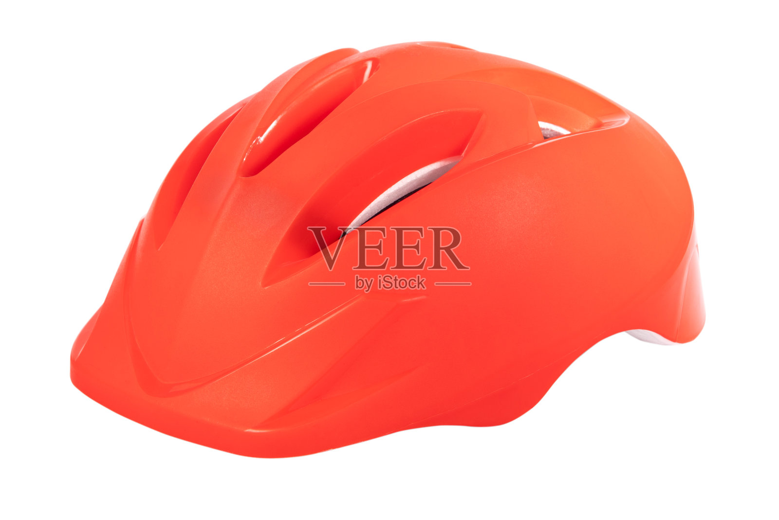 红色儿童头盔，用于体育活动，隔离在白色背景上照片摄影图片