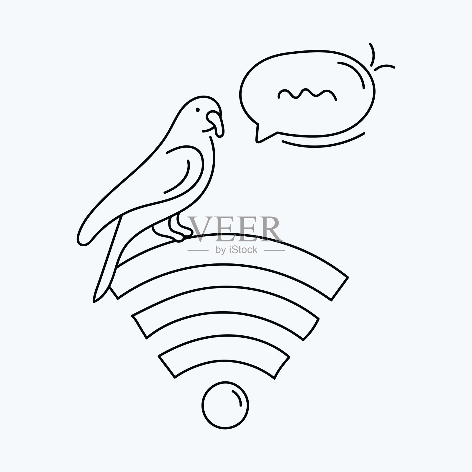 社交媒体。可爱而简单的叙事结合了语音和技术。手绘设计，可用于许多领域。插画图片素材